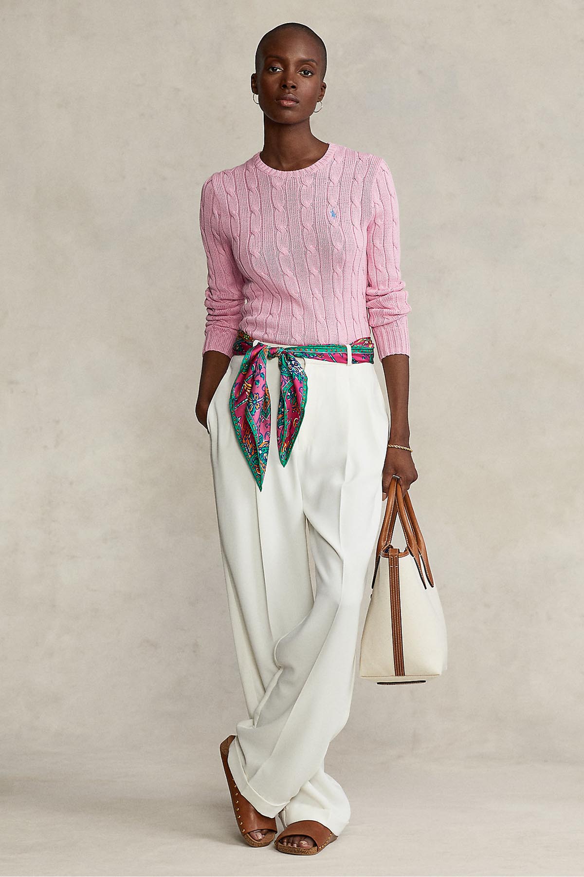 Polo Ralph Lauren Pima Cotton Slim Fit Yuvarlak Yaka Saç Örgü Triko-Libas Trendy Fashion Store