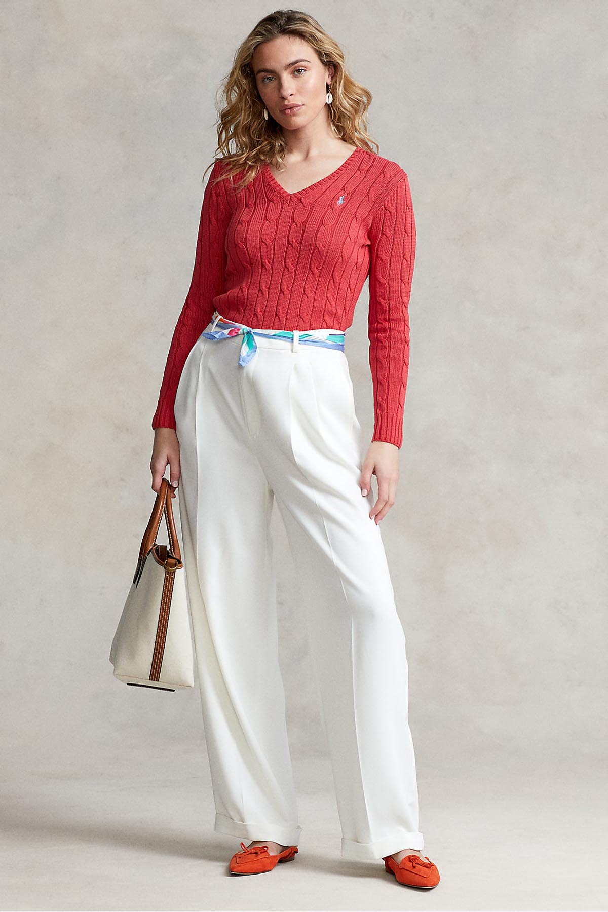 Polo Ralph Lauren Pima Cotton Slim Fit V Yaka Saç Örgü Triko-Libas Trendy Fashion Store