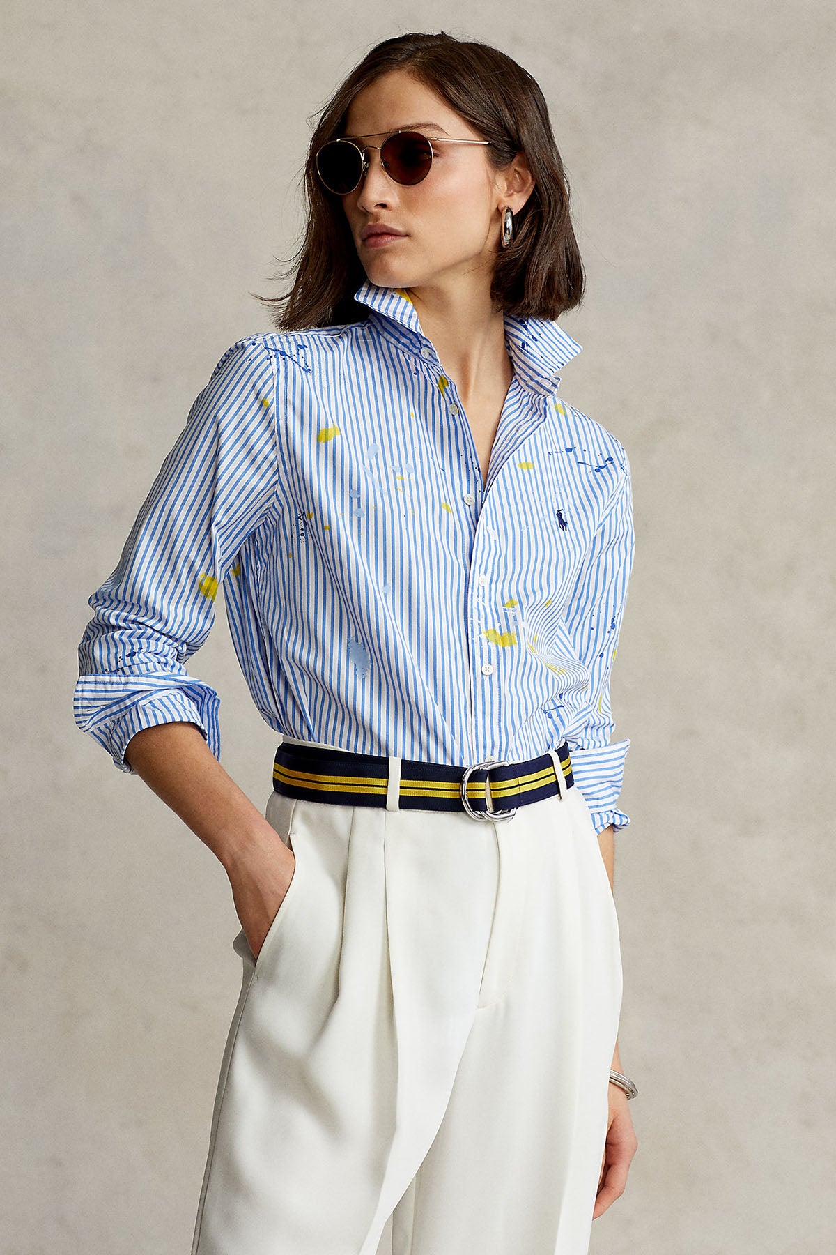 Polo Ralph Lauren Relaxed Fit Çizgili Boya Efektli Gömlek-Libas Trendy Fashion Store