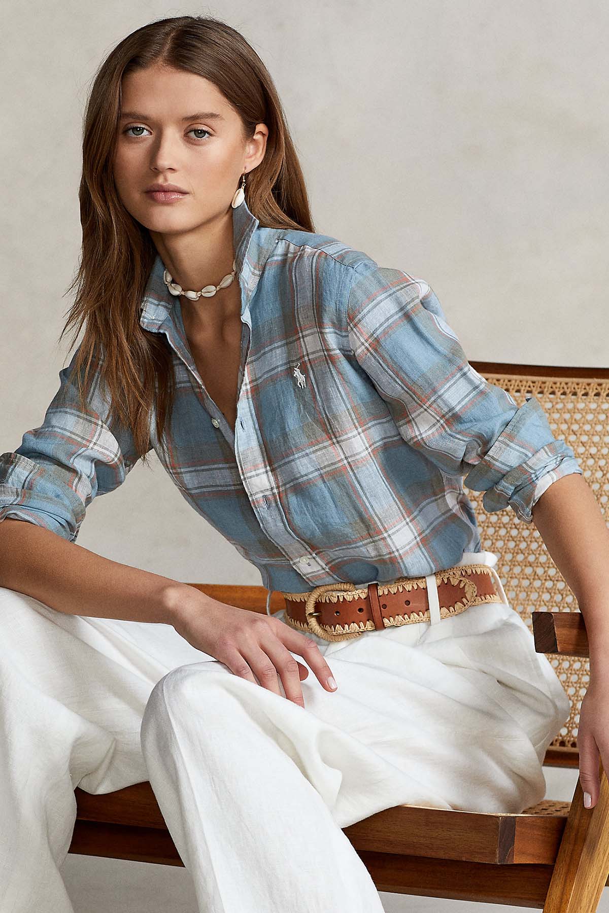 Polo Ralph Lauren Classic Fit Ekose Keten Gömlek-Libas Trendy Fashion Store