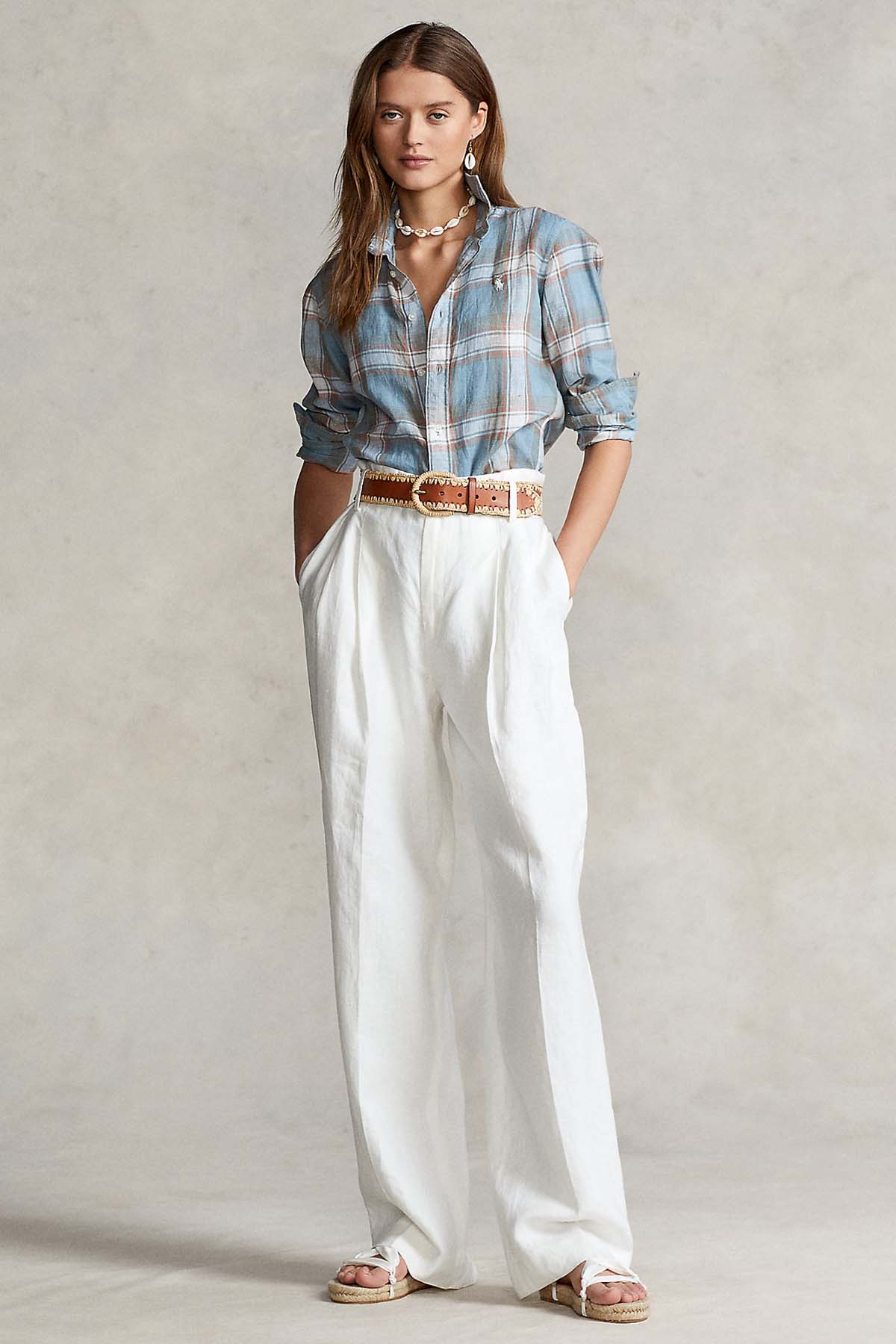 Polo Ralph Lauren Classic Fit Ekose Keten Gömlek-Libas Trendy Fashion Store