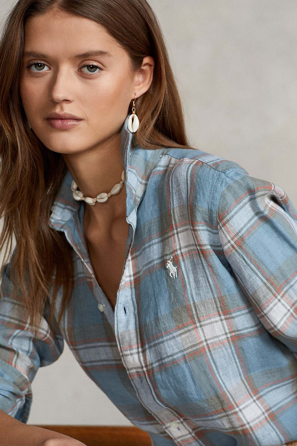 Polo Ralph Lauren Classic Fit Ekose Keten Gömlek-Libas Trendy Fashion Store