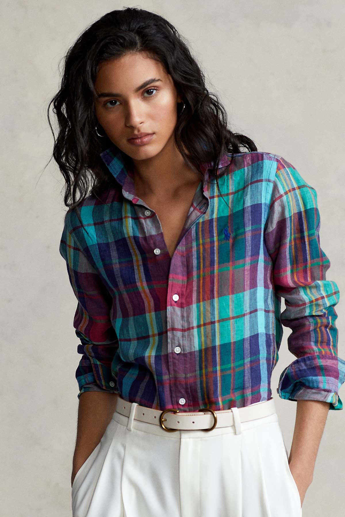 Polo Ralph Lauren Classic Fit Ekose Keten Gömlek-Libas Trendy Fashion Store