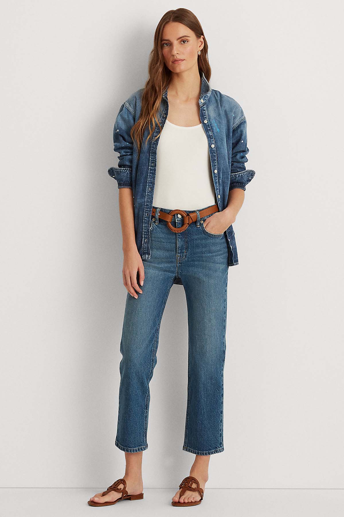 Polo Ralph Lauren Boya Efektli Denim Gömlek-Libas Trendy Fashion Store