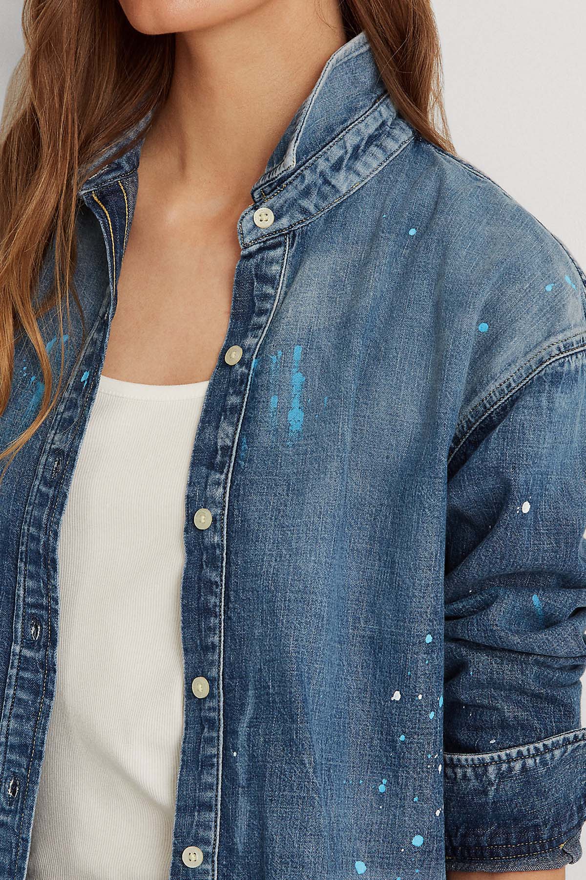 Polo Ralph Lauren Boya Efektli Denim Gömlek-Libas Trendy Fashion Store