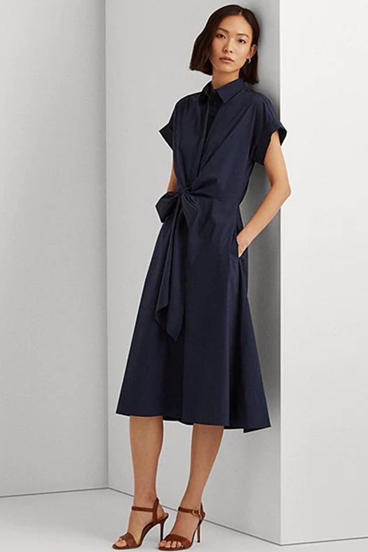 Polo Ralph Lauren Klasik Yaka Belden Kuşaklı Midi Gömlek Elbise-Libas Trendy Fashion Store