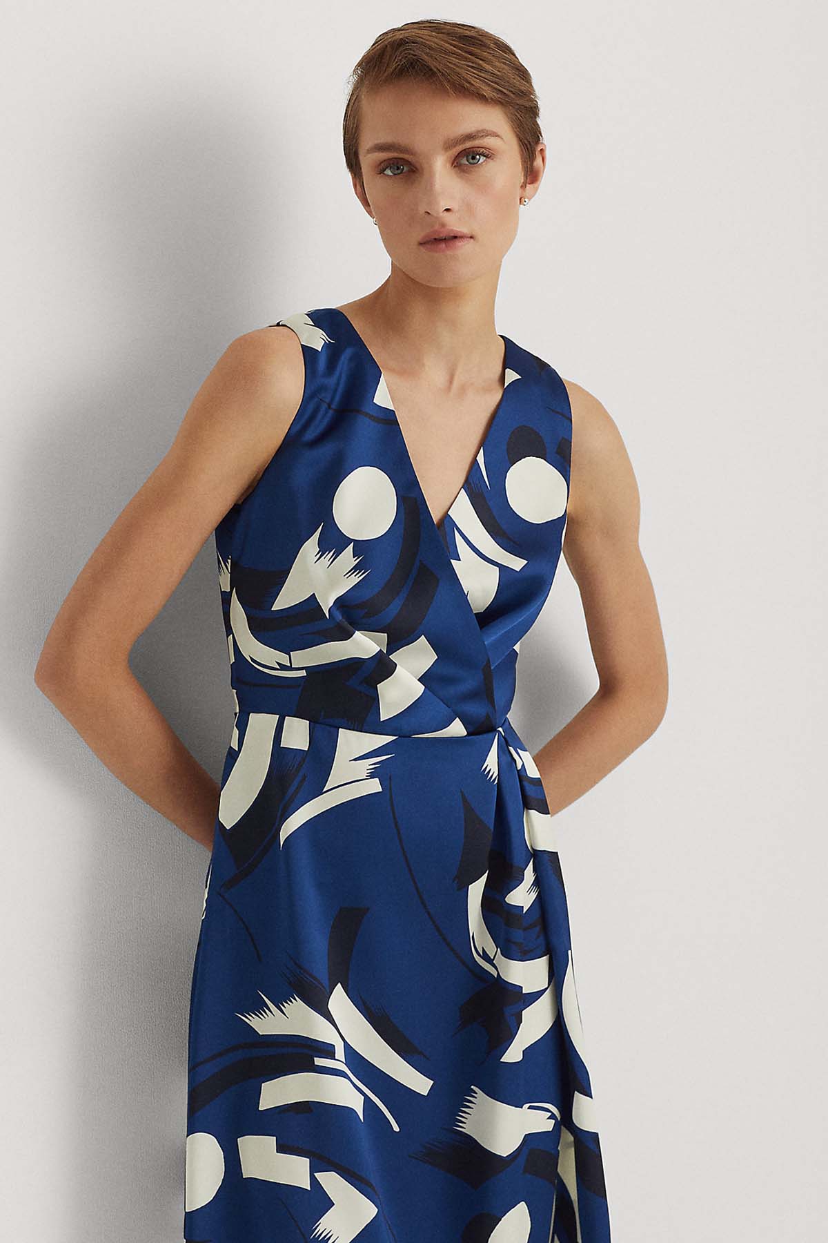 Polo Ralph Lauren Abstract V Yaka Midi Elbise-Libas Trendy Fashion Store