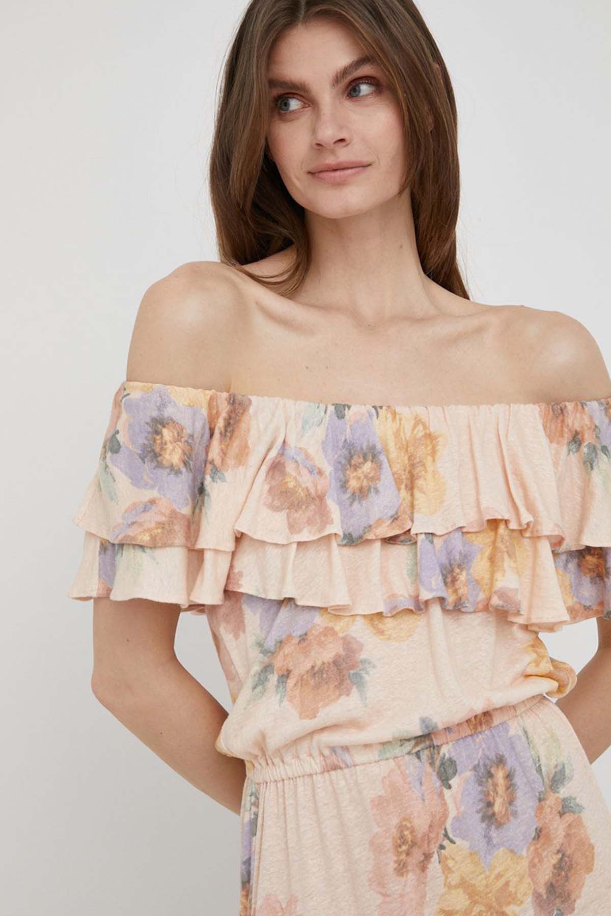 Polo Ralph Lauren Ketenli Straplez Midi Elbise-Libas Trendy Fashion Store