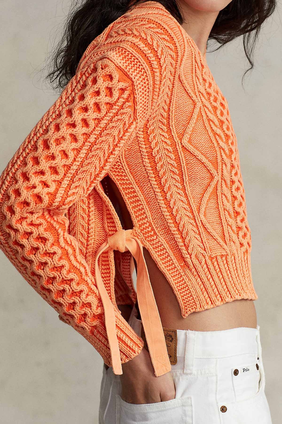 Polo Ralph Lauren V Yaka Crop Örgü Triko-Libas Trendy Fashion Store