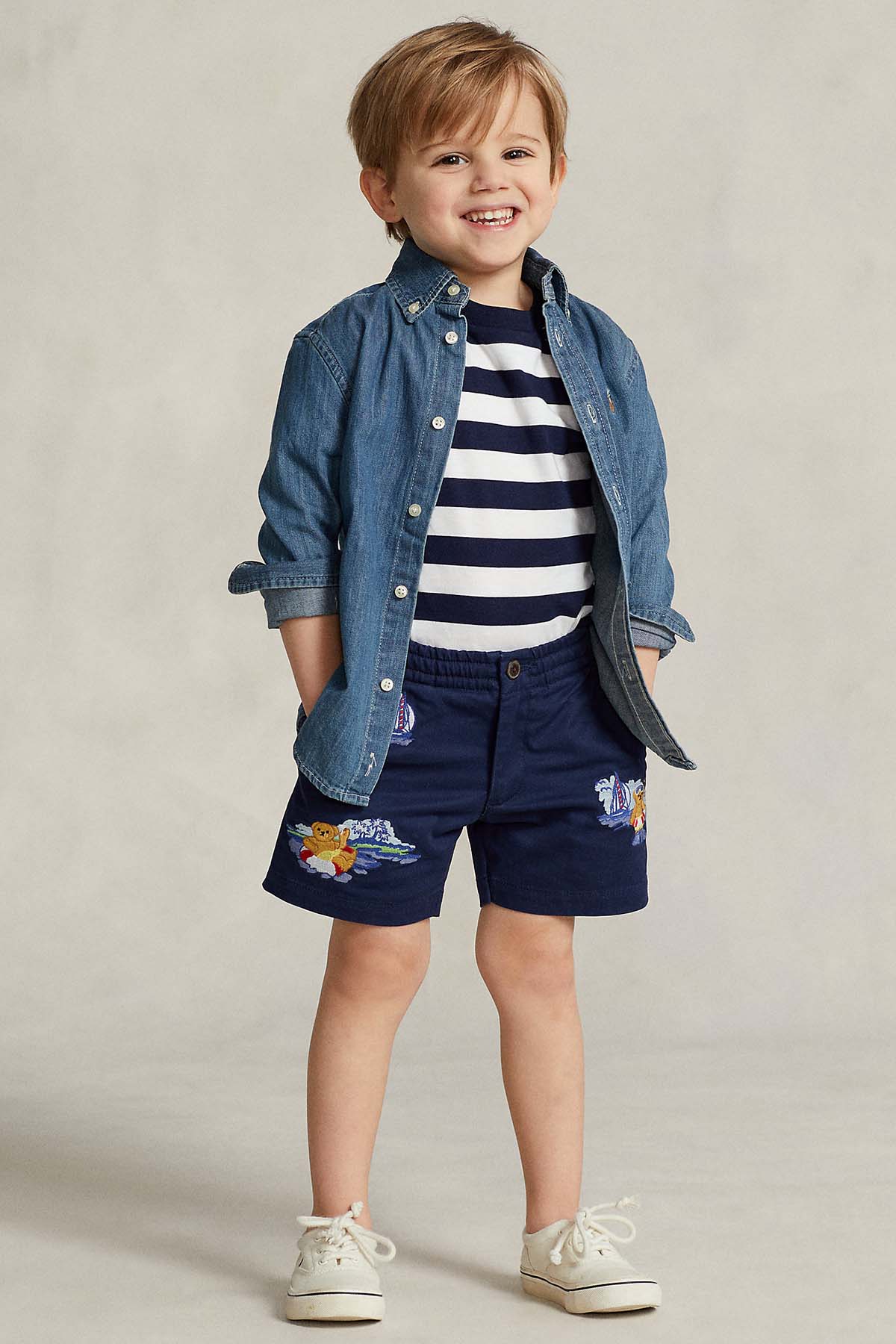 Polo Ralph Lauren Kids 5-7 Yaş Erkek Çocuk Beli Lastikli Polo Bear Şort-Libas Trendy Fashion Store