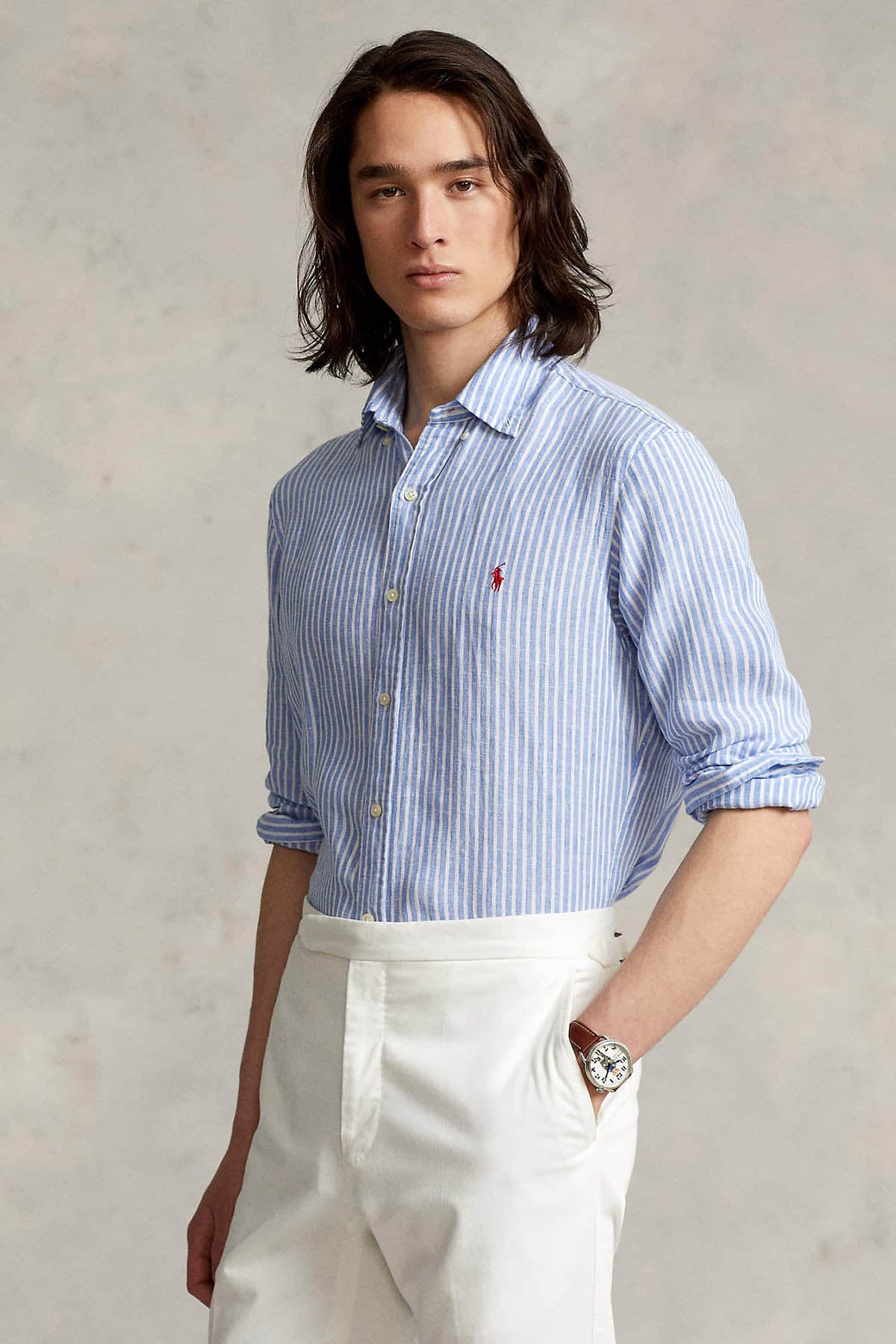 Polo Ralph Lauren Custom Fit Çizgili Keten Gömlek-Libas Trendy Fashion Store