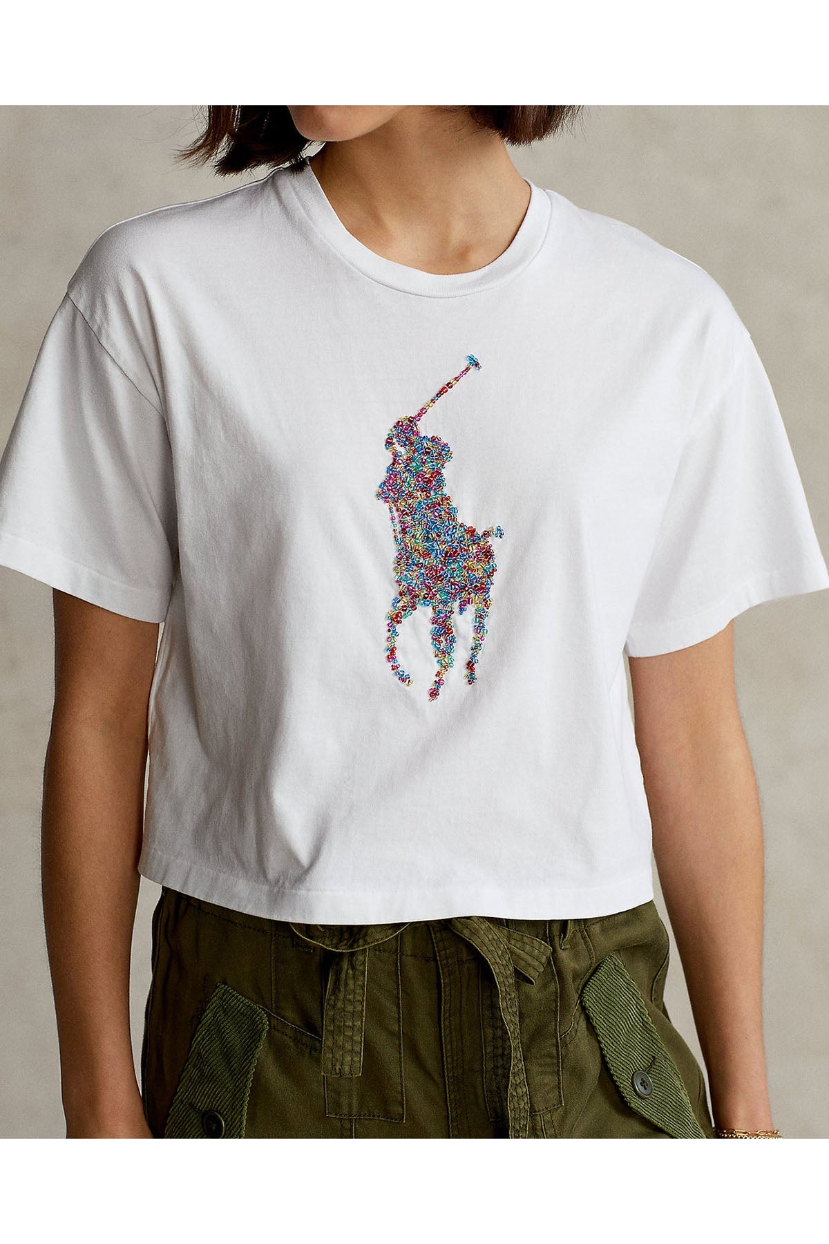 Polo Ralph Lauren Big Pony Logolu Crop T-shirt-Libas Trendy Fashion Store