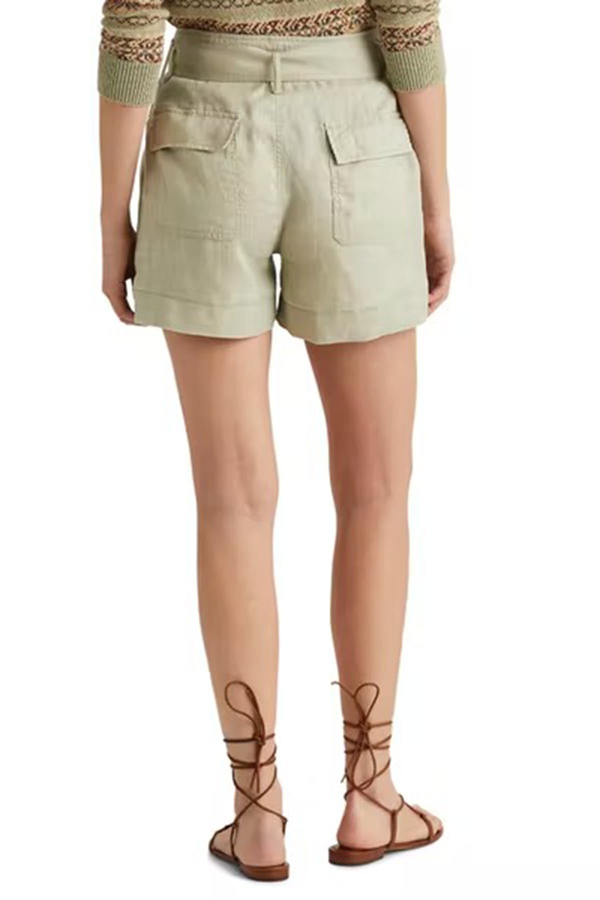 Polo Ralph Lauren Belden Kuşaklı Yüksek Bel Keten Şort-Libas Trendy Fashion Store