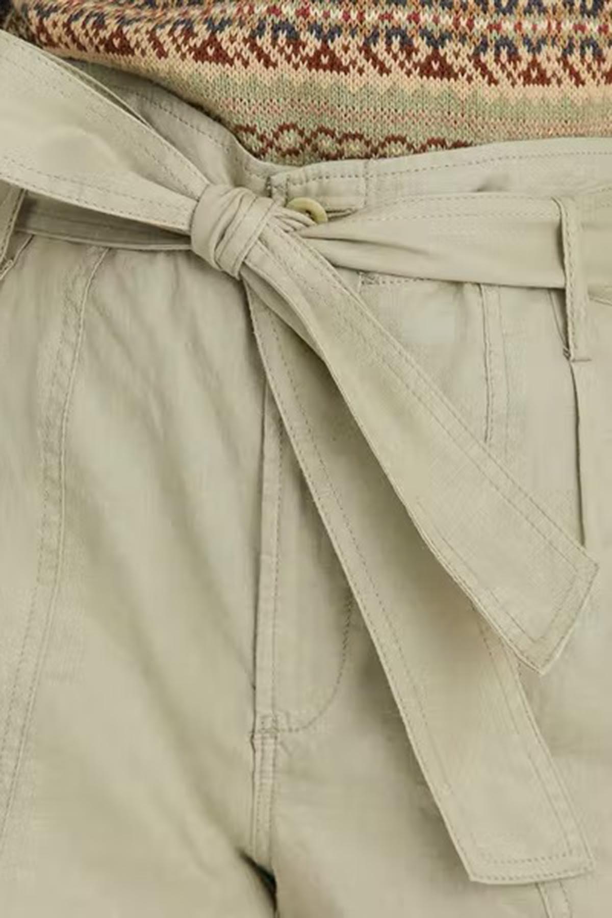 Polo Ralph Lauren Belden Kuşaklı Yüksek Bel Keten Şort-Libas Trendy Fashion Store