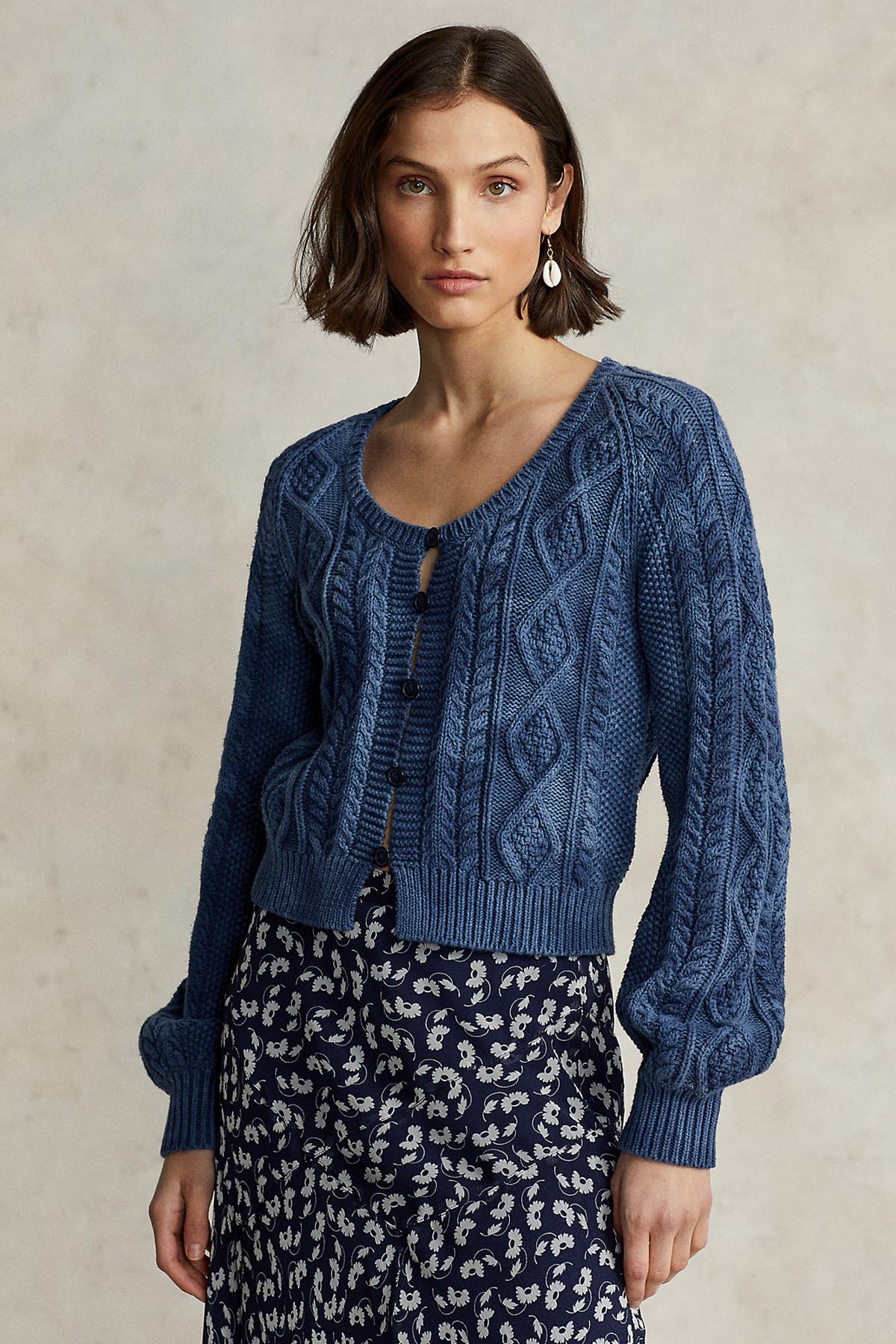 Polo Ralph Lauren Yıkama Efektli Saç Örgü Triko Ceket-Libas Trendy Fashion Store