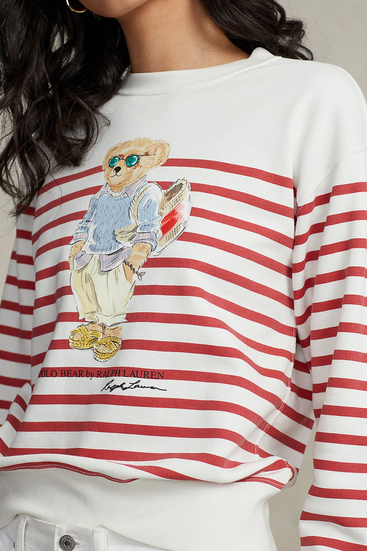 Polo Ralph Lauren Yuvarlak Yaka Çizgili Polo Bear Sweatshirt-Libas Trendy Fashion Store