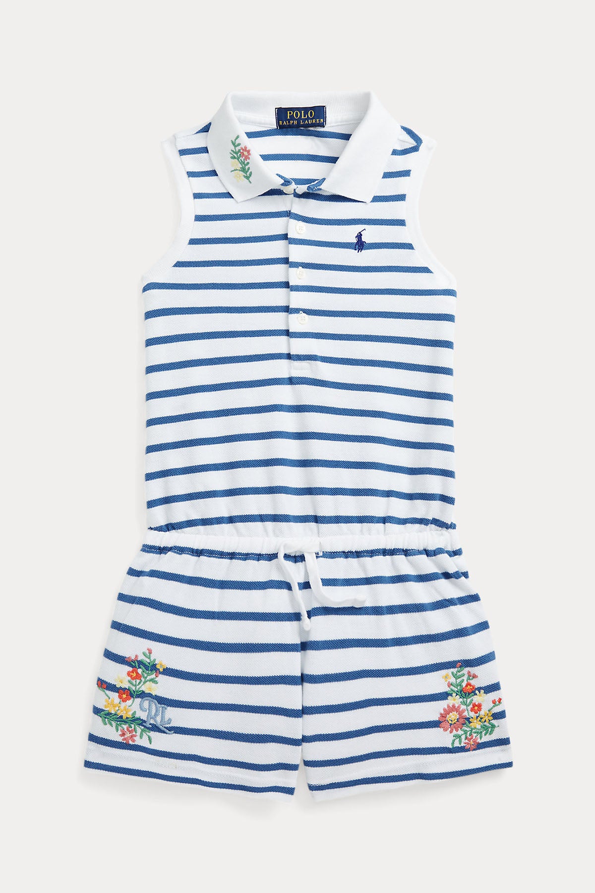 Polo Ralph Lauren Kids 4 Yaş Kız Çocuk Nakış Detaylı Çizgili Tulum-Libas Trendy Fashion Store