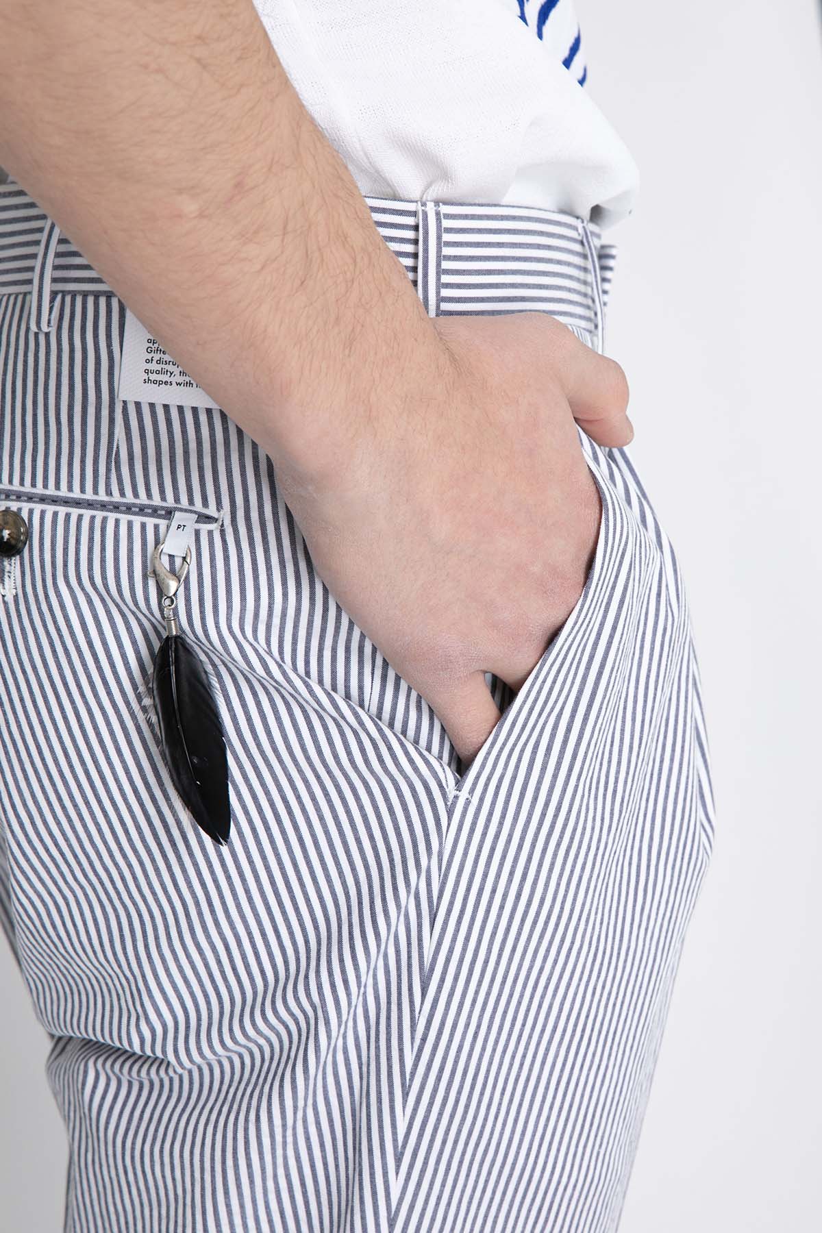 Pantaloni Torino Flicker Tek Pile Çizgili Pantolon-Libas Trendy Fashion Store