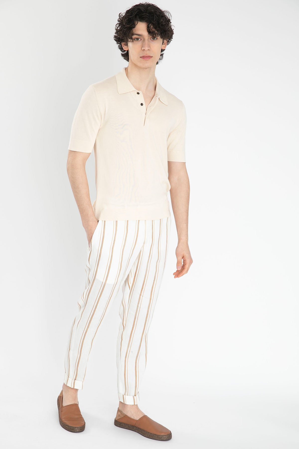 Pantaloni Torino Örgü Polo Yaka İpekli T-shirt-Libas Trendy Fashion Store