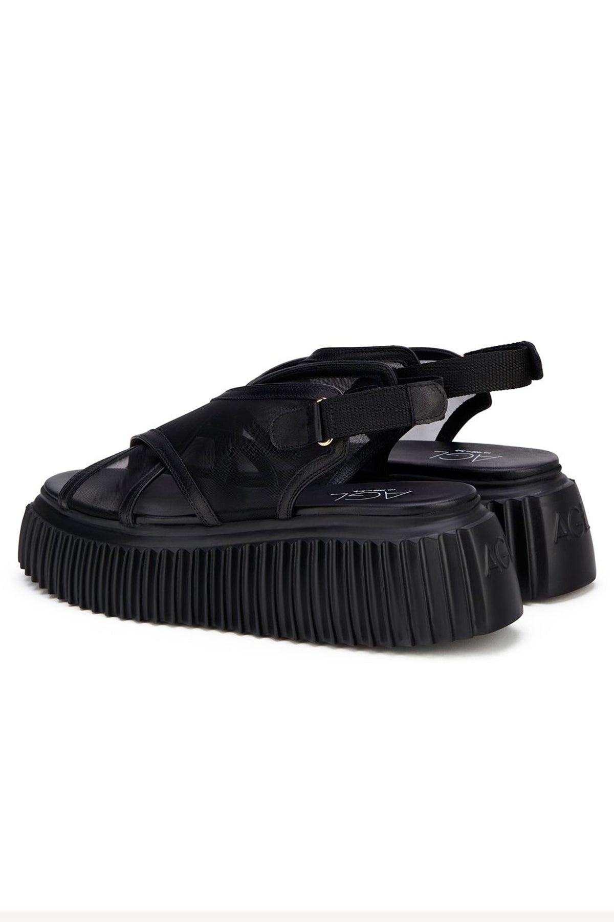 Agl Leyla Tül Detaylı Çapraz Bantlı Deri Sandalet-Libas Trendy Fashion Store