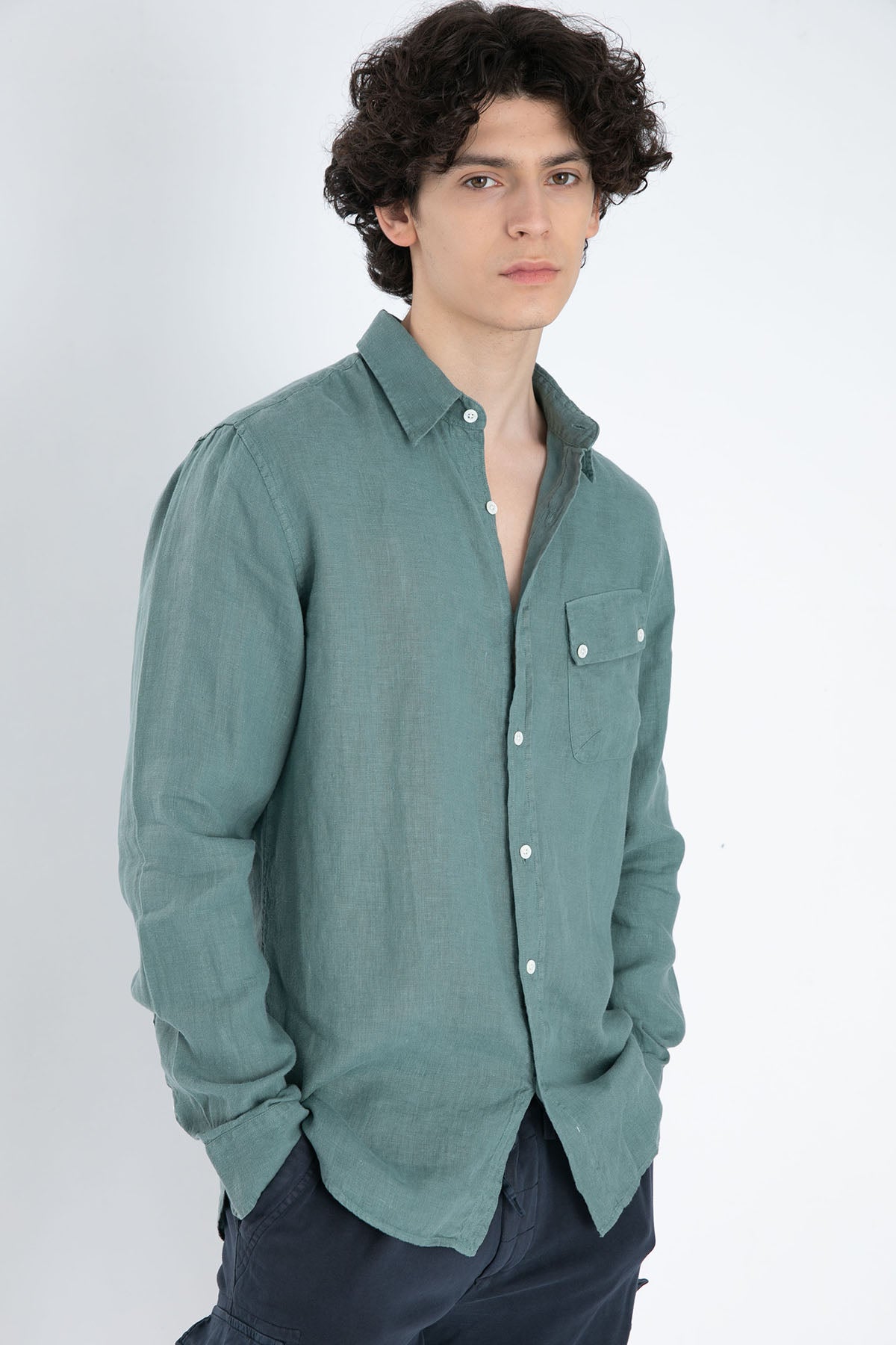 Belstaff Cep Detaylı Keten Gömlek-Libas Trendy Fashion Store