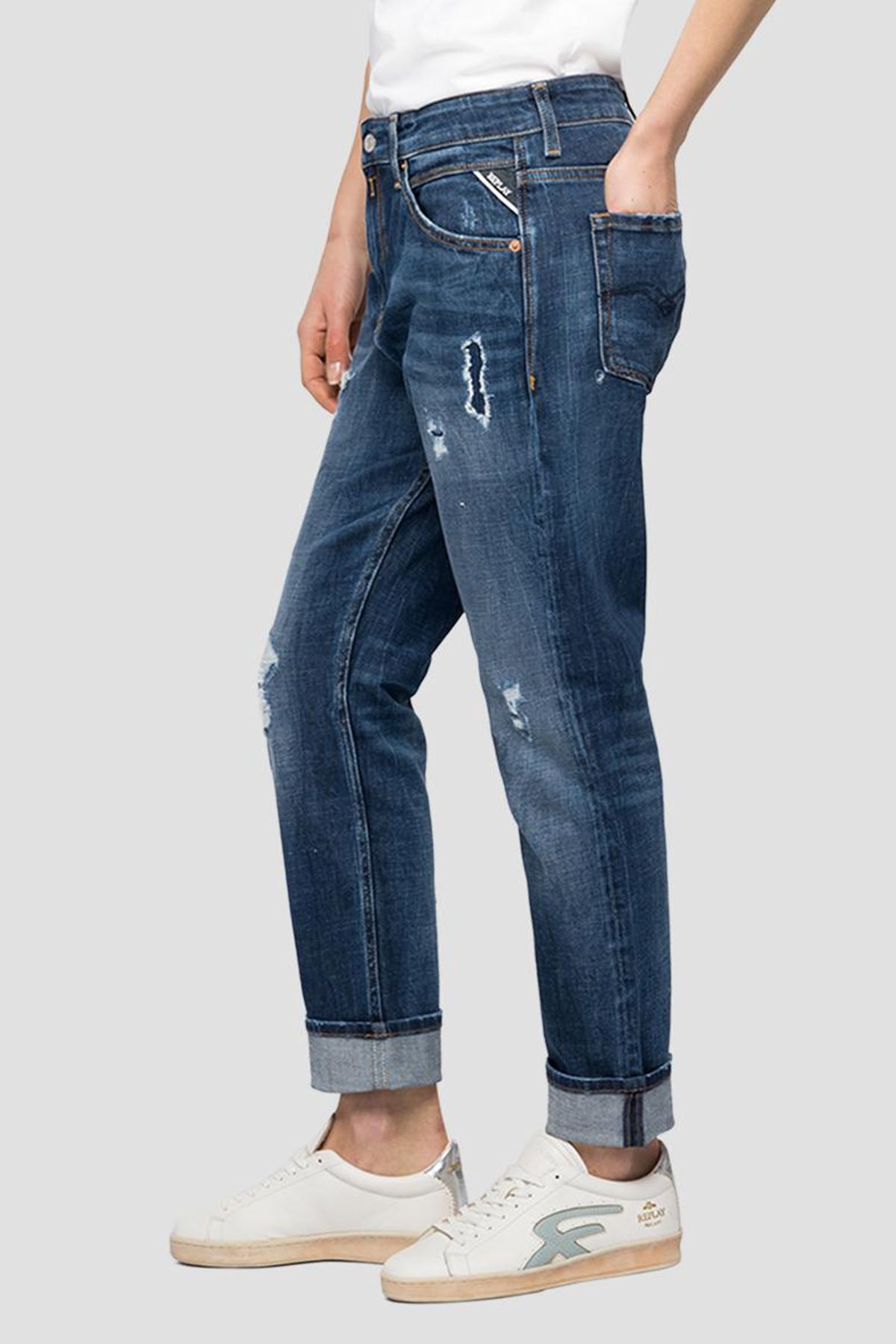 Replay Marty Yırtık Detaylı Streç Slim Boyfriend Fit Jeans-Libas Trendy Fashion Store