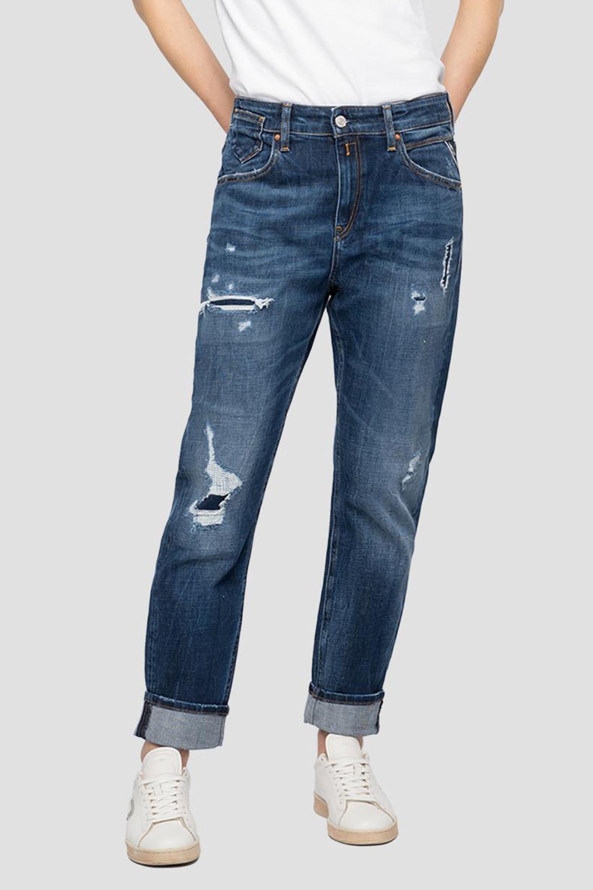 Replay Marty Yırtık Detaylı Streç Slim Boyfriend Fit Jeans-Libas Trendy Fashion Store