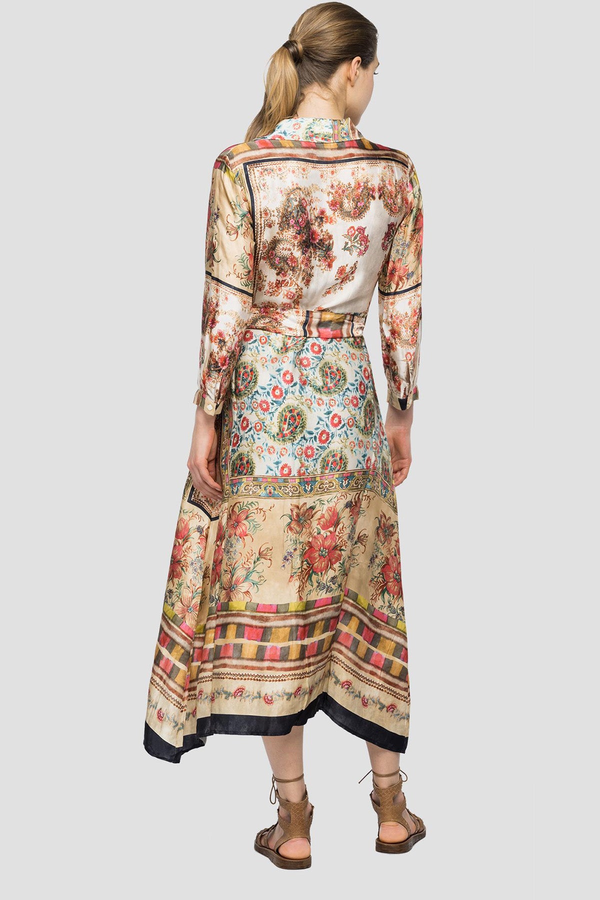 Replay Desenli Belden Kuşaklı Maxi Elbise-Libas Trendy Fashion Store