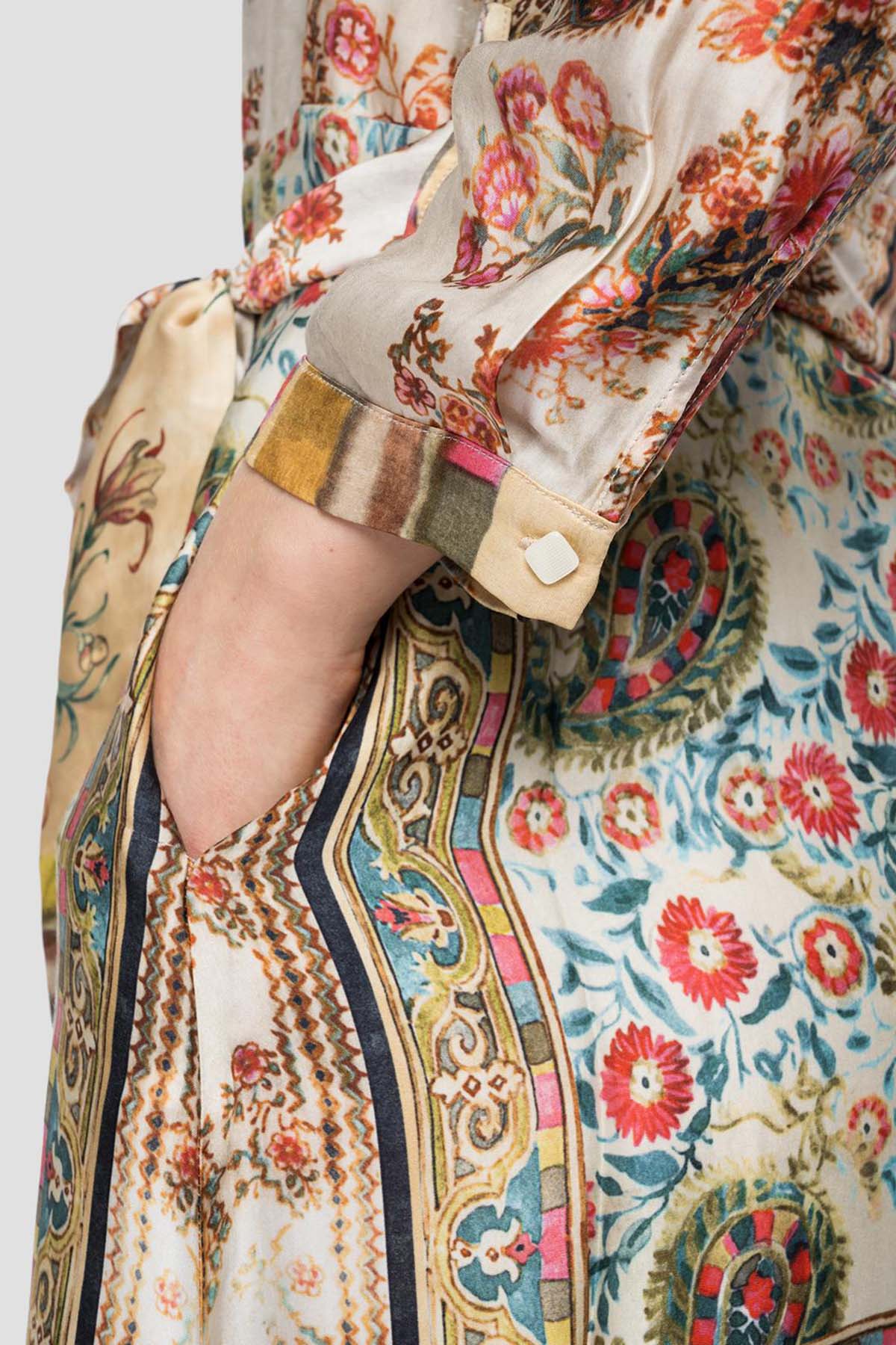 Replay Desenli Belden Kuşaklı Maxi Elbise-Libas Trendy Fashion Store