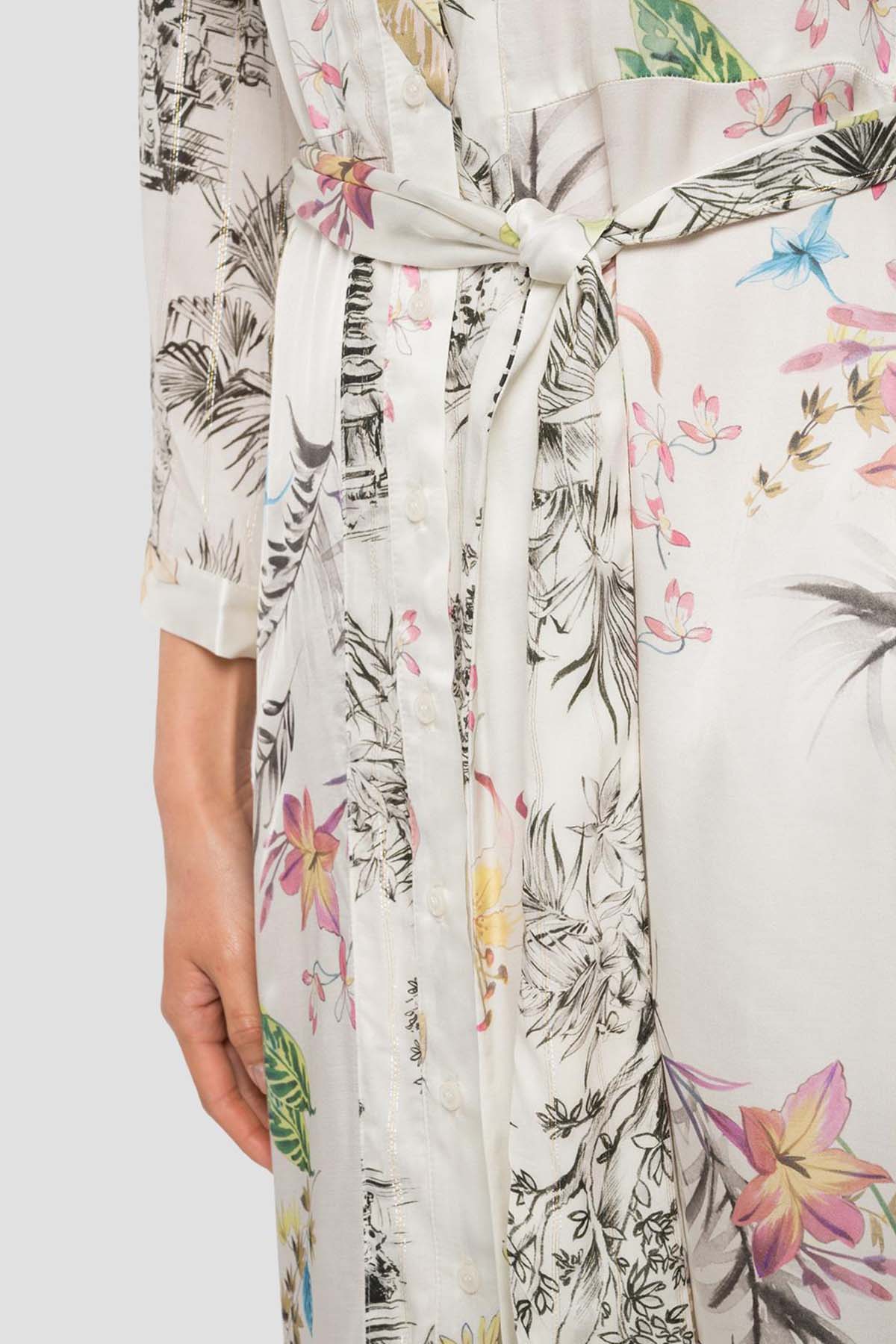 Replay Desenli Belden Kuşaklı Maxi Gömlek Elbise-Libas Trendy Fashion Store