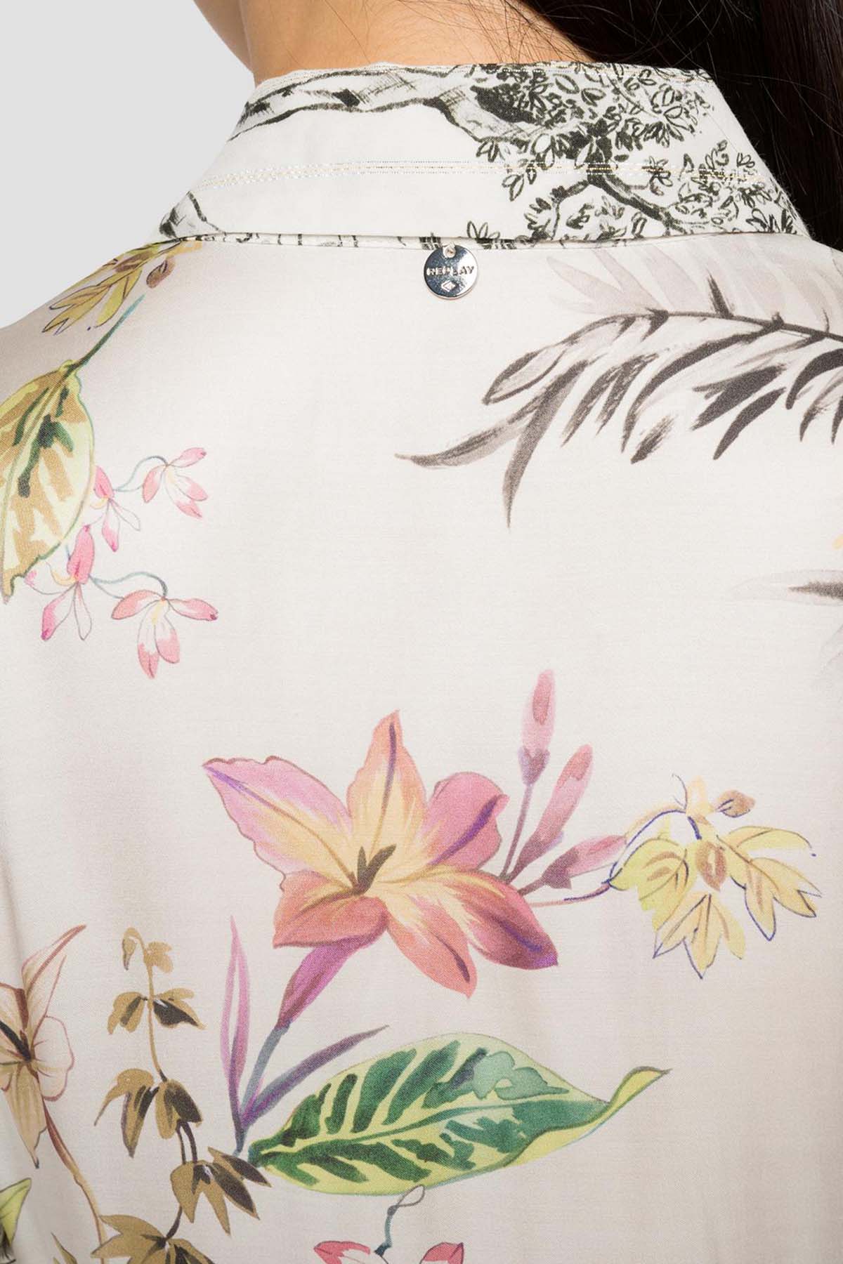 Replay Desenli Belden Kuşaklı Maxi Gömlek Elbise-Libas Trendy Fashion Store