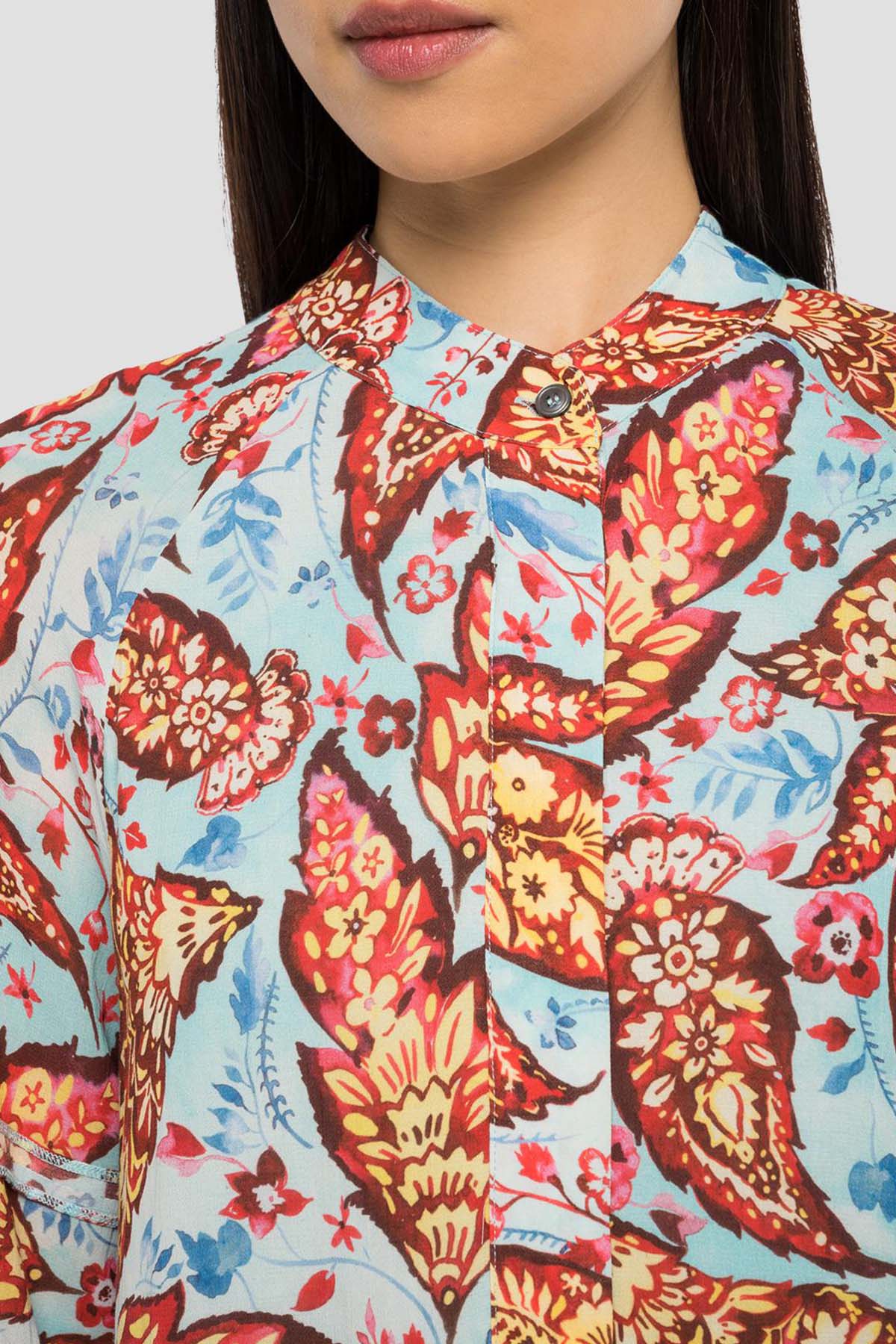 Replay Hakim Yaka Desenli Maxi Elbise-Libas Trendy Fashion Store