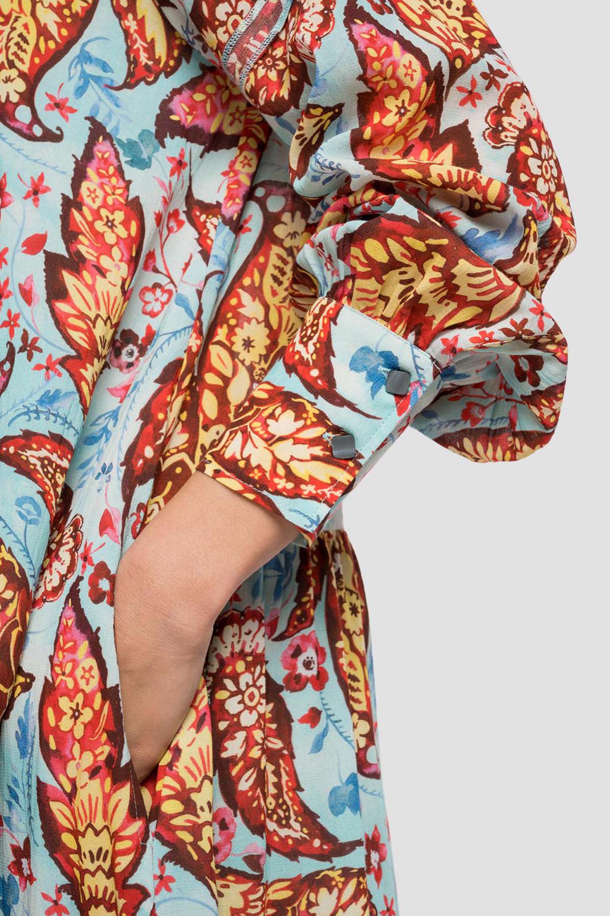 Replay Hakim Yaka Desenli Maxi Elbise-Libas Trendy Fashion Store