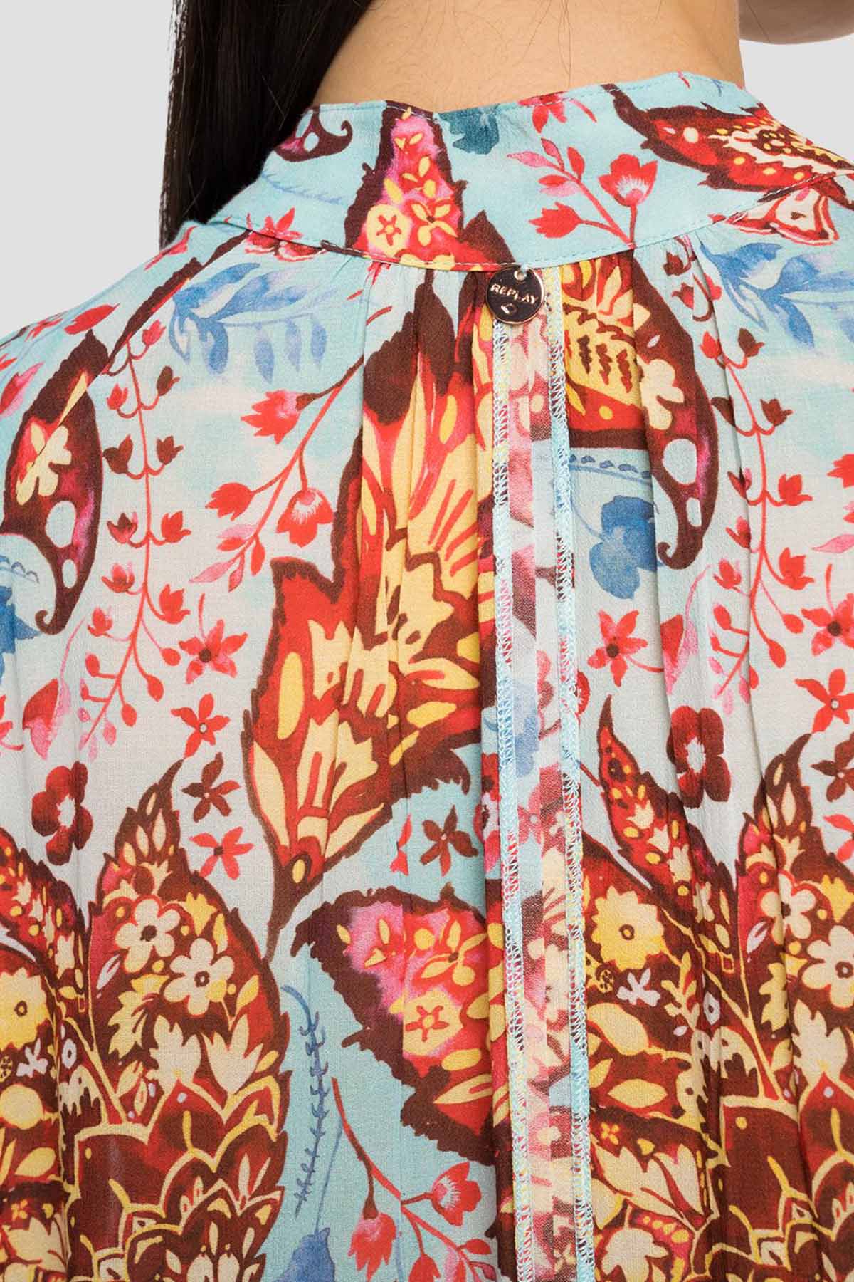 Replay Hakim Yaka Desenli Maxi Elbise-Libas Trendy Fashion Store