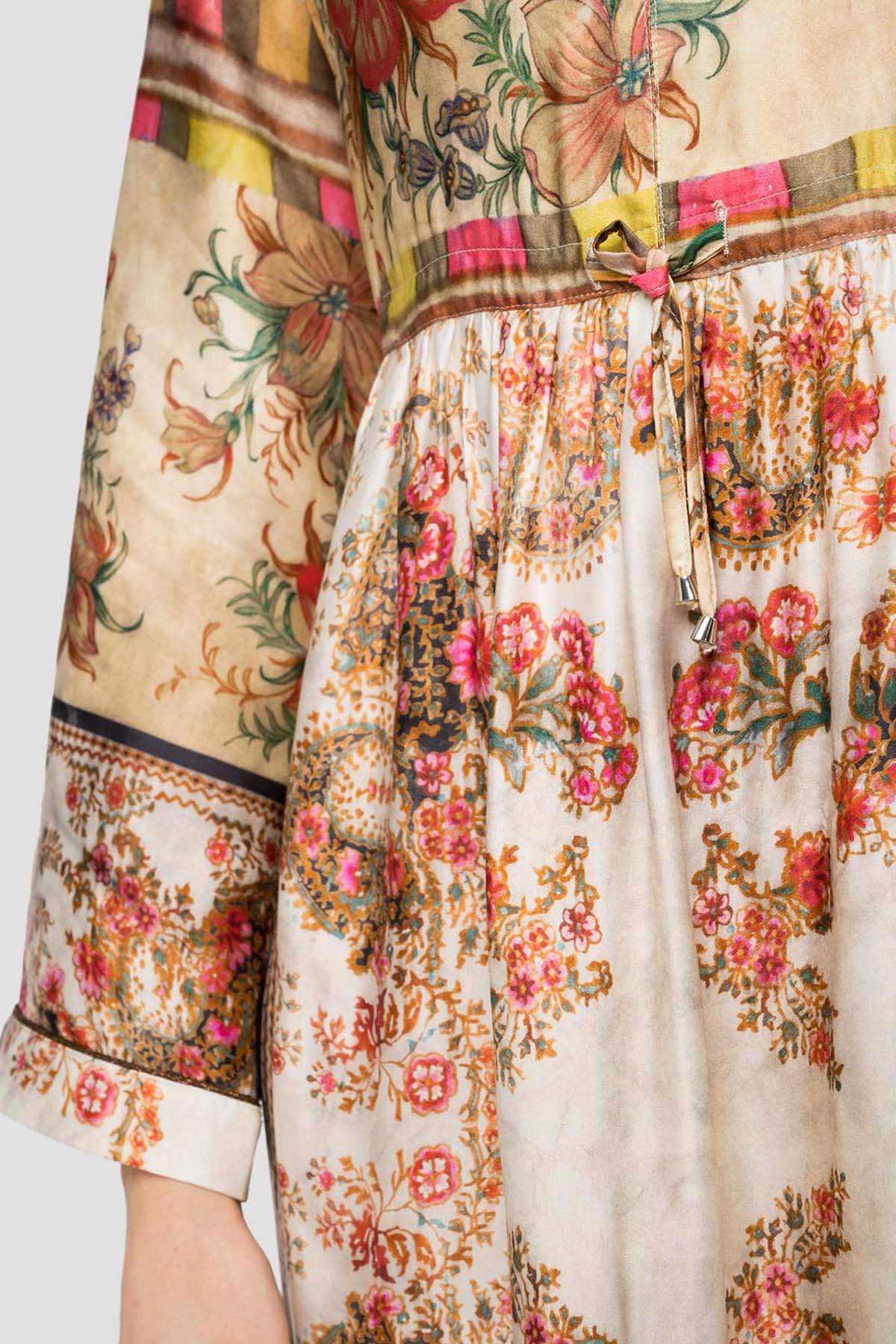 Replay Dizüstü Belden Büzgülü V Yaka Desenli Elbise-Libas Trendy Fashion Store