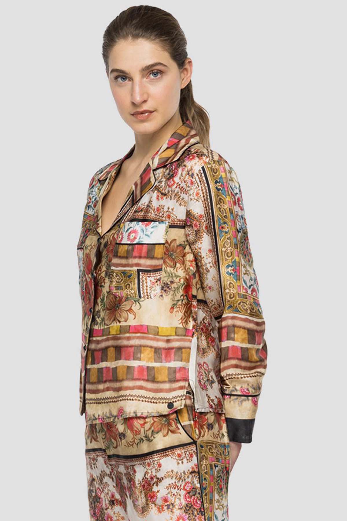 Replay Apaş Yaka Desenli Gömlek-Libas Trendy Fashion Store