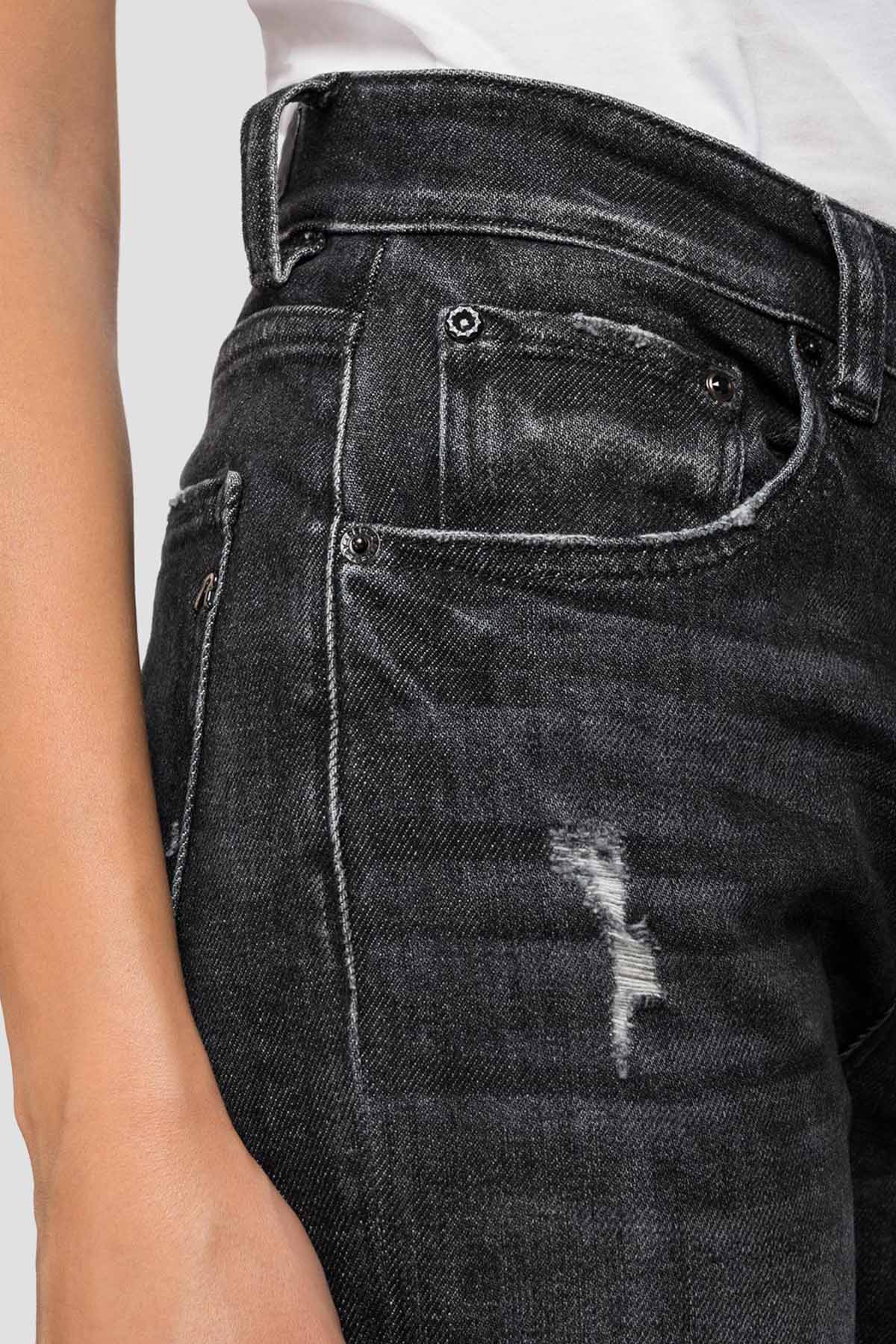 Replay Maijke Straight Crop Fit Yüksek Bel Streç Jeans-Libas Trendy Fashion Store