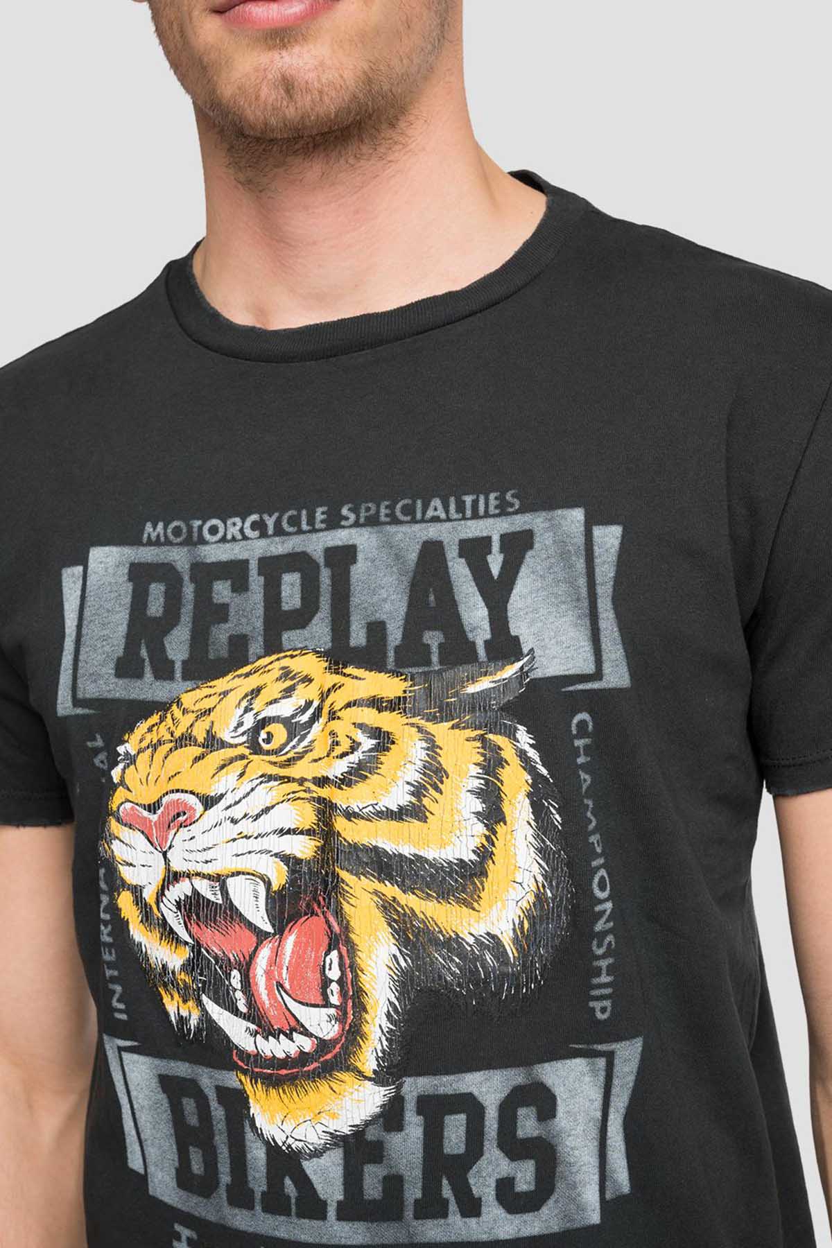 Replay Yuvarlak Yaka Kaplan Grafikli T-shirt-Libas Trendy Fashion Store