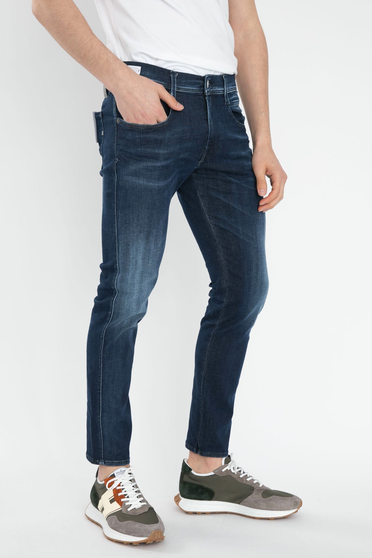 Replay Hyperflex Re-Used White Shades Anbass Slim Fit Jeans-Libas Trendy Fashion Store