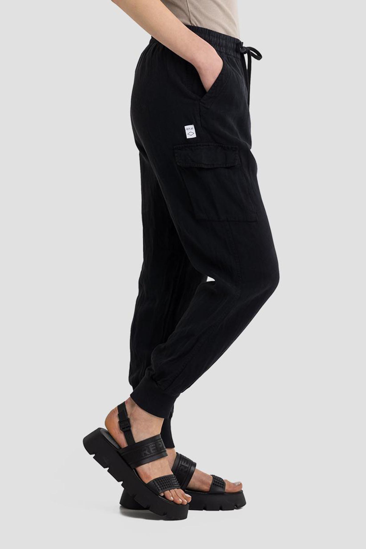 Replay Beli Lastikli Yüksek Bel Jogger Kargo Pantolon-Libas Trendy Fashion Store