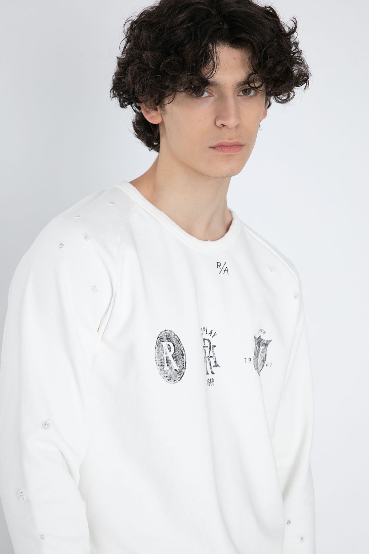 Replay Eskitme Detaylı Yuvarlak Yaka Logolu Sweatshirt-Libas Trendy Fashion Store