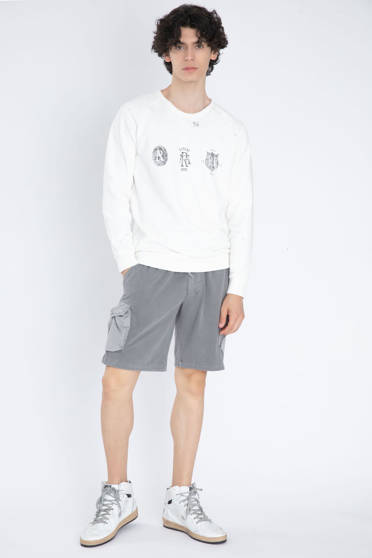 Replay Eskitme Detaylı Yuvarlak Yaka Logolu Sweatshirt-Libas Trendy Fashion Store