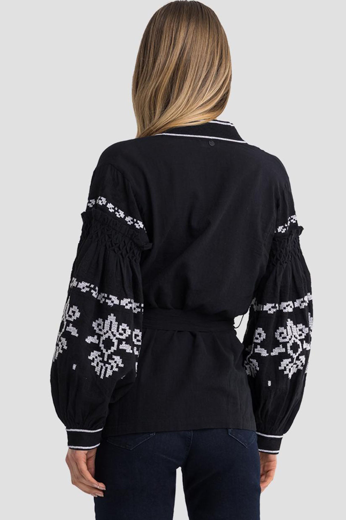 Replay Nakış Desenli Belden Kuşaklı Balon Kol Gömlek-Libas Trendy Fashion Store