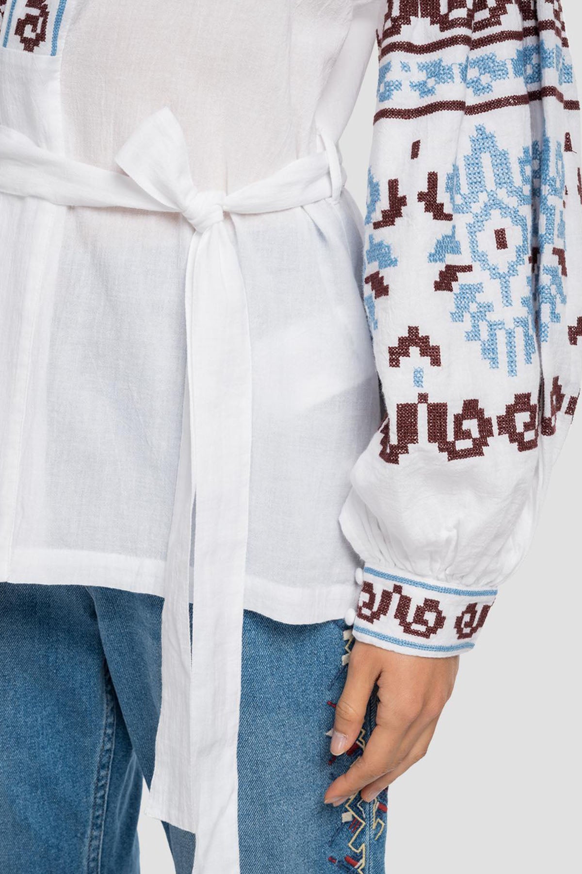 Replay Nakış Desenli Belden Kuşaklı Balon Kol Gömlek-Libas Trendy Fashion Store