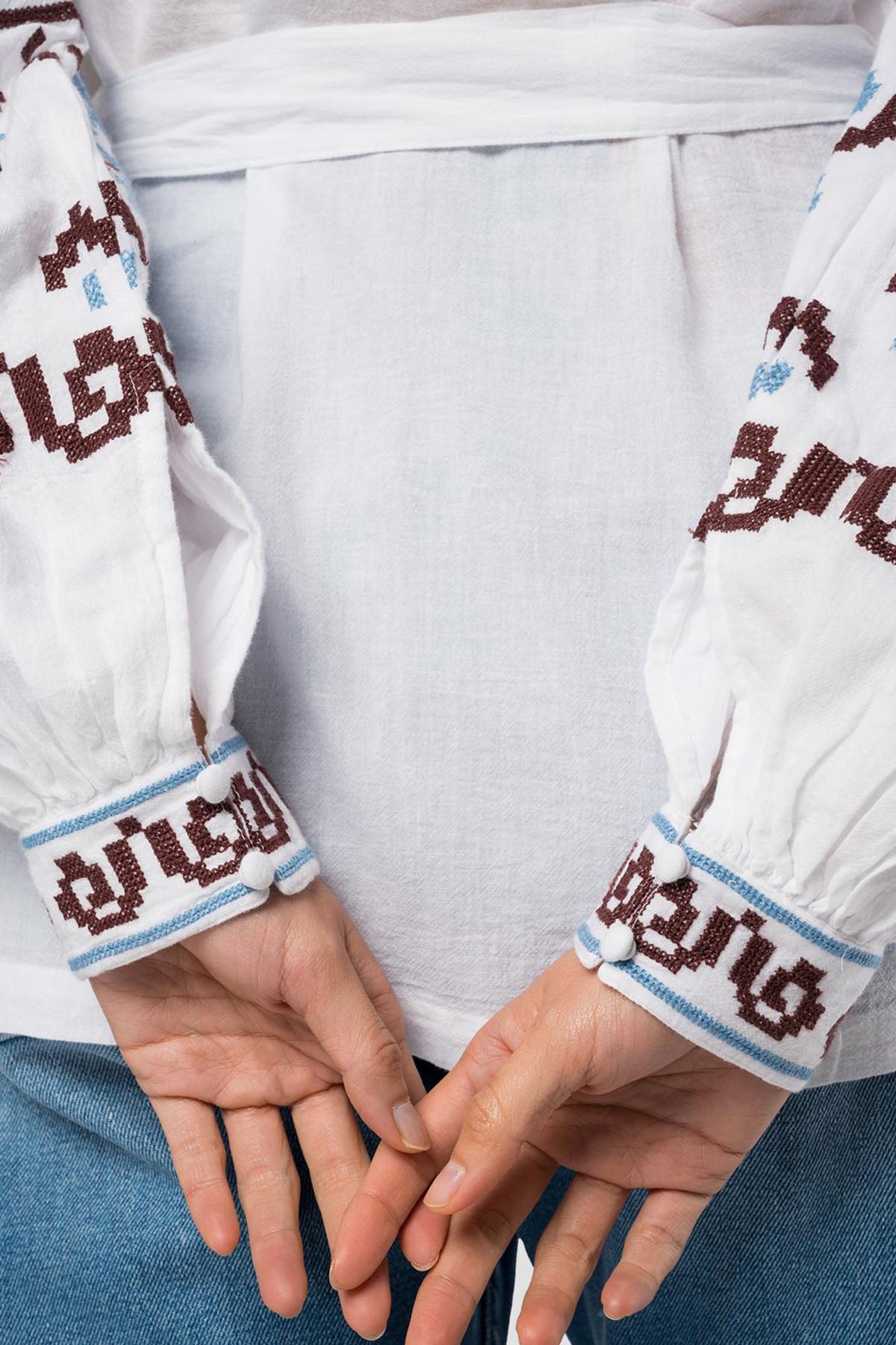 Replay Nakış Desenli Belden Kuşaklı Balon Kol Gömlek-Libas Trendy Fashion Store