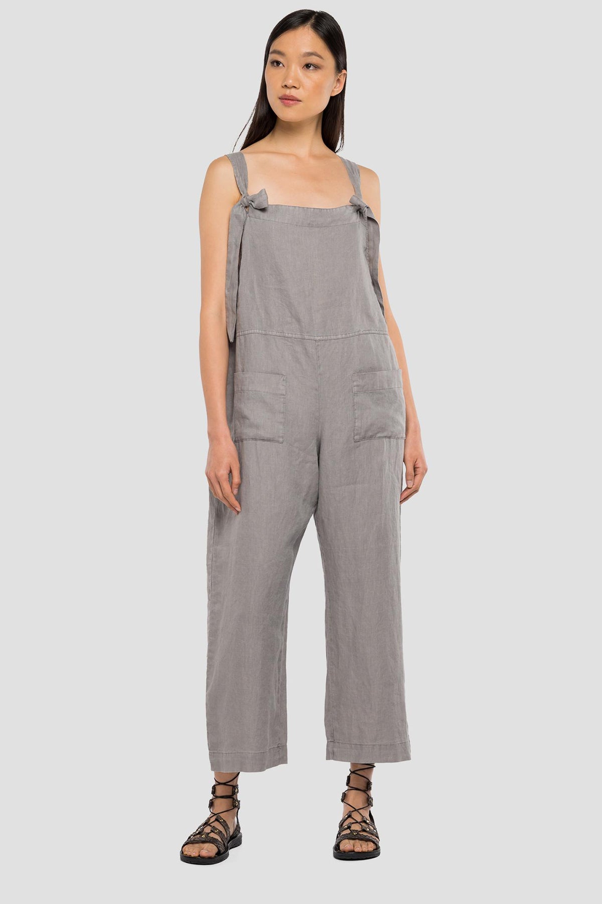 Replay Rahat Kesim Bağlama Askılı Keten Tulum-Libas Trendy Fashion Store