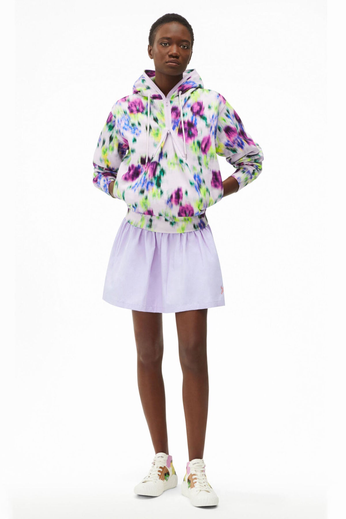 Kenzo Fermuar Detaylı Batik Desenli Kapüşonlu Sweatshirt-Libas Trendy Fashion Store
