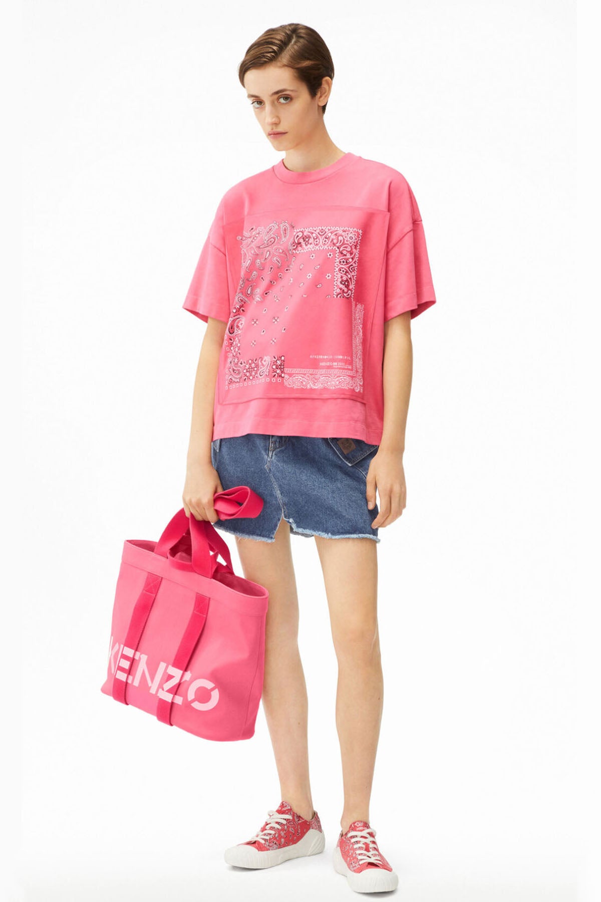 Kenzo Şal Desenli Loose Fit T-shirt-Libas Trendy Fashion Store