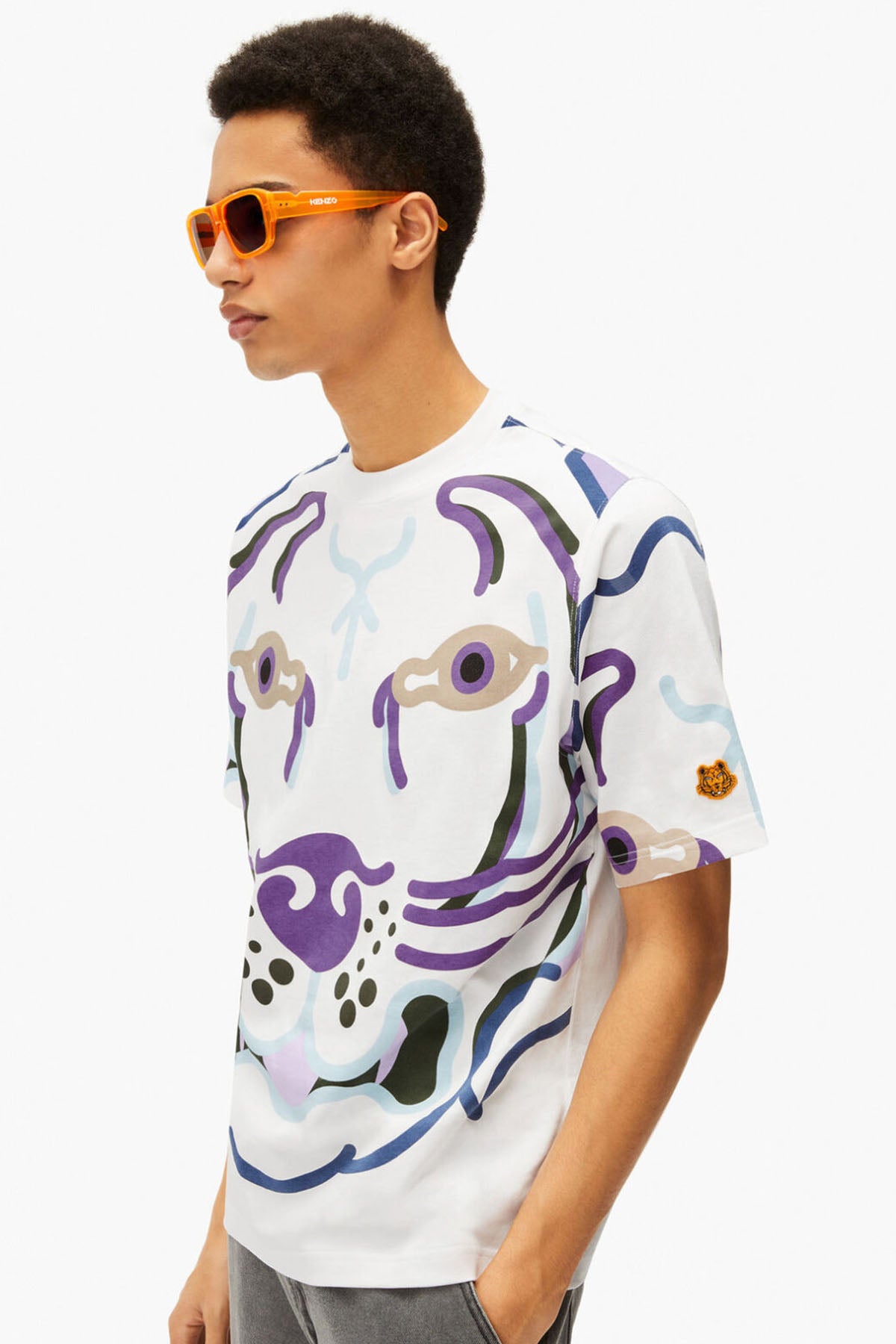Kenzo Geniş Kesim Kaplan Logolu T-shirt-Libas Trendy Fashion Store