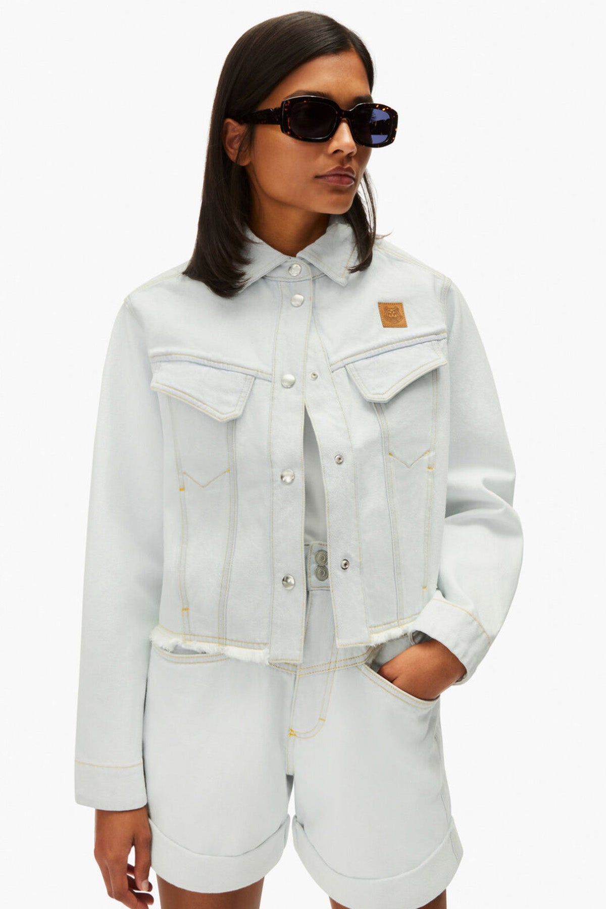 Kenzo Loose Fit Crop Denim Ceket-Libas Trendy Fashion Store